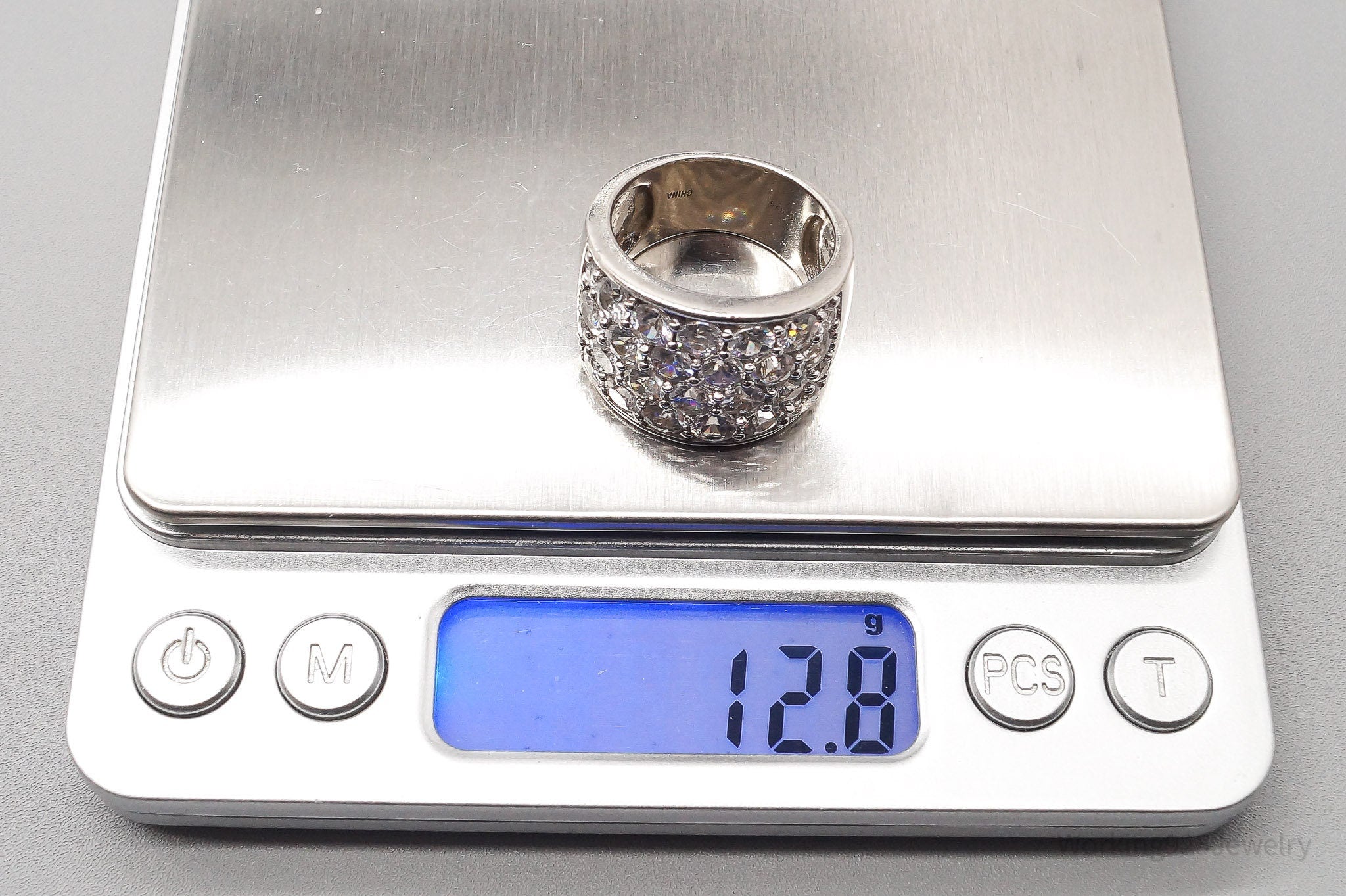 Vintage Cubic Zirconia Sterling Silver Band Ring - Size 9