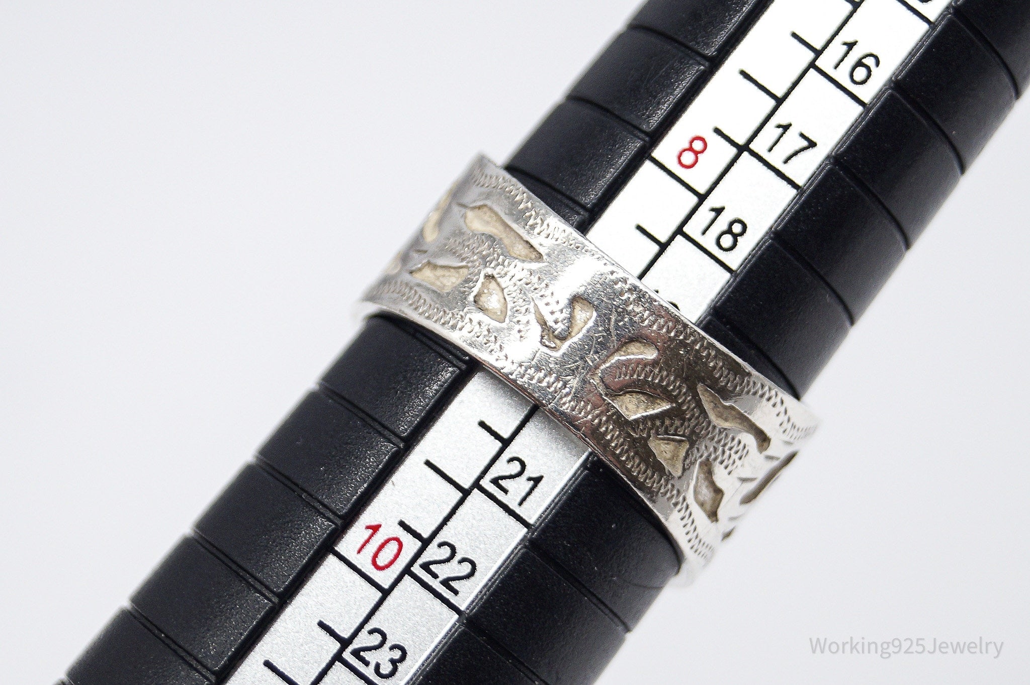 Vintage Guatemala 900 Silver Band Ring Size 9