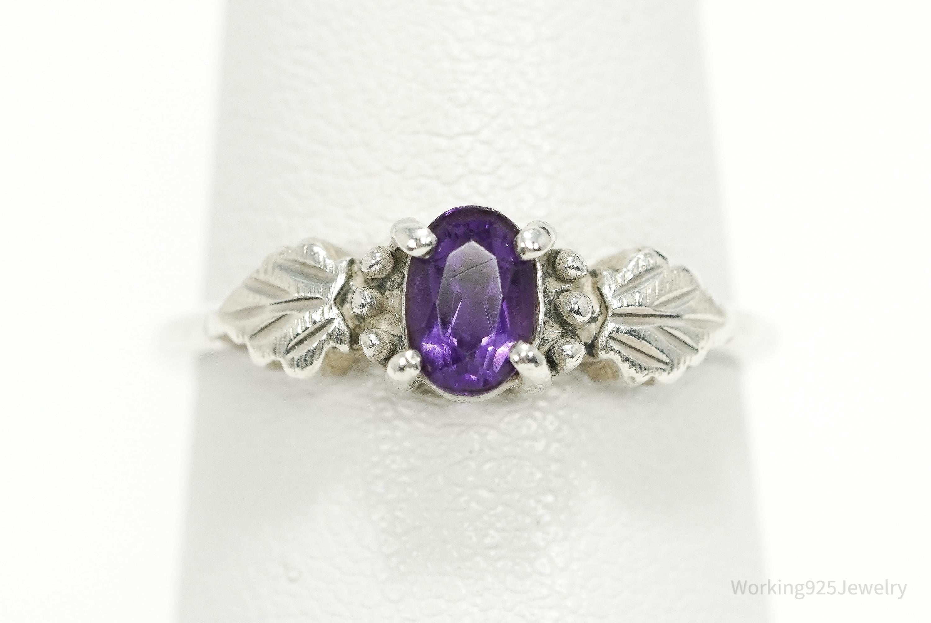 Vintage WMCO Purple Amethyst Sterling Silver Ring - Size 7.25