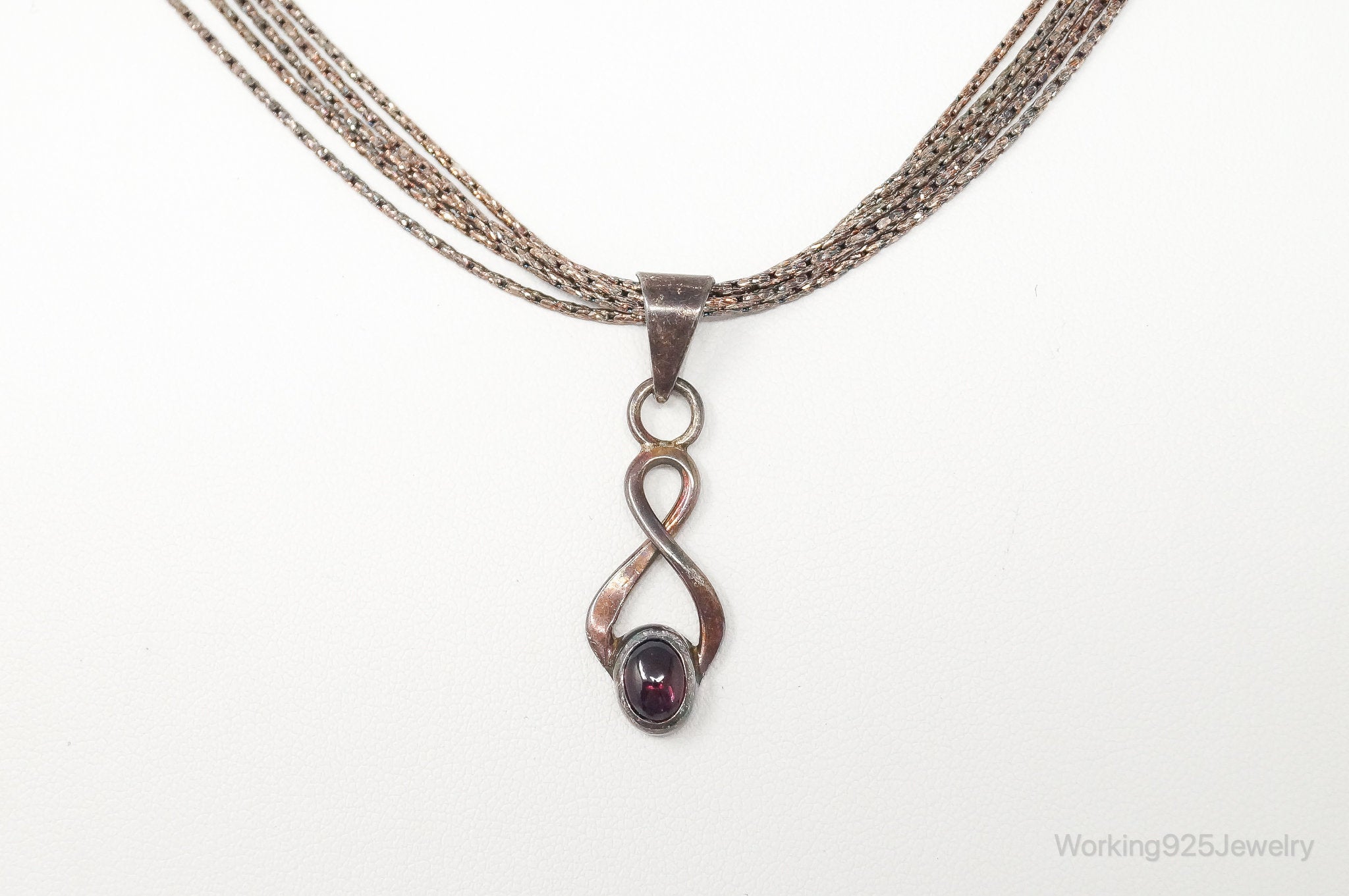 Vintage Milor Amethyst Chain Sterling Silver Necklace