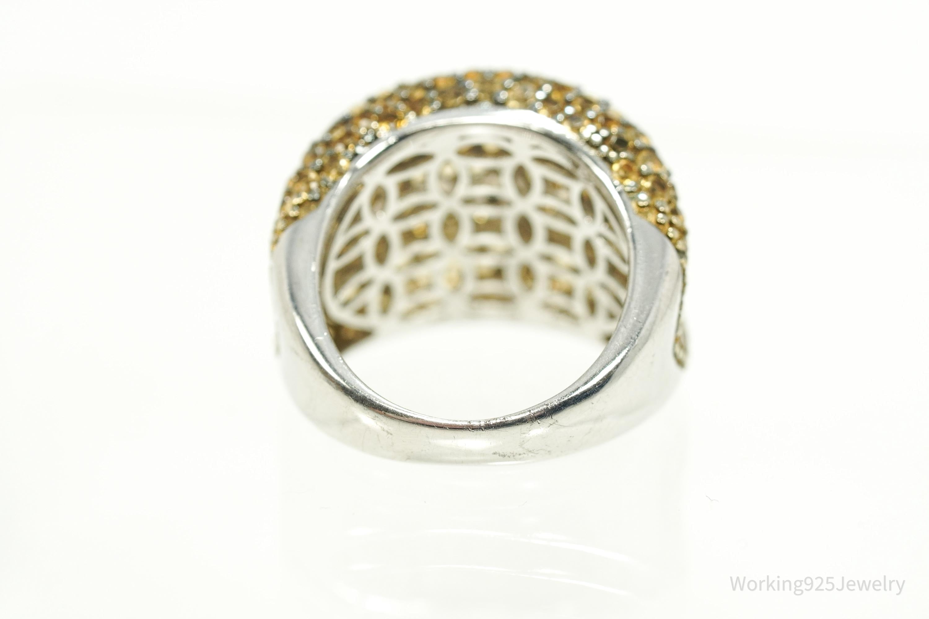 Vintage Citrine Sterling Silver Band Ring - Size 5