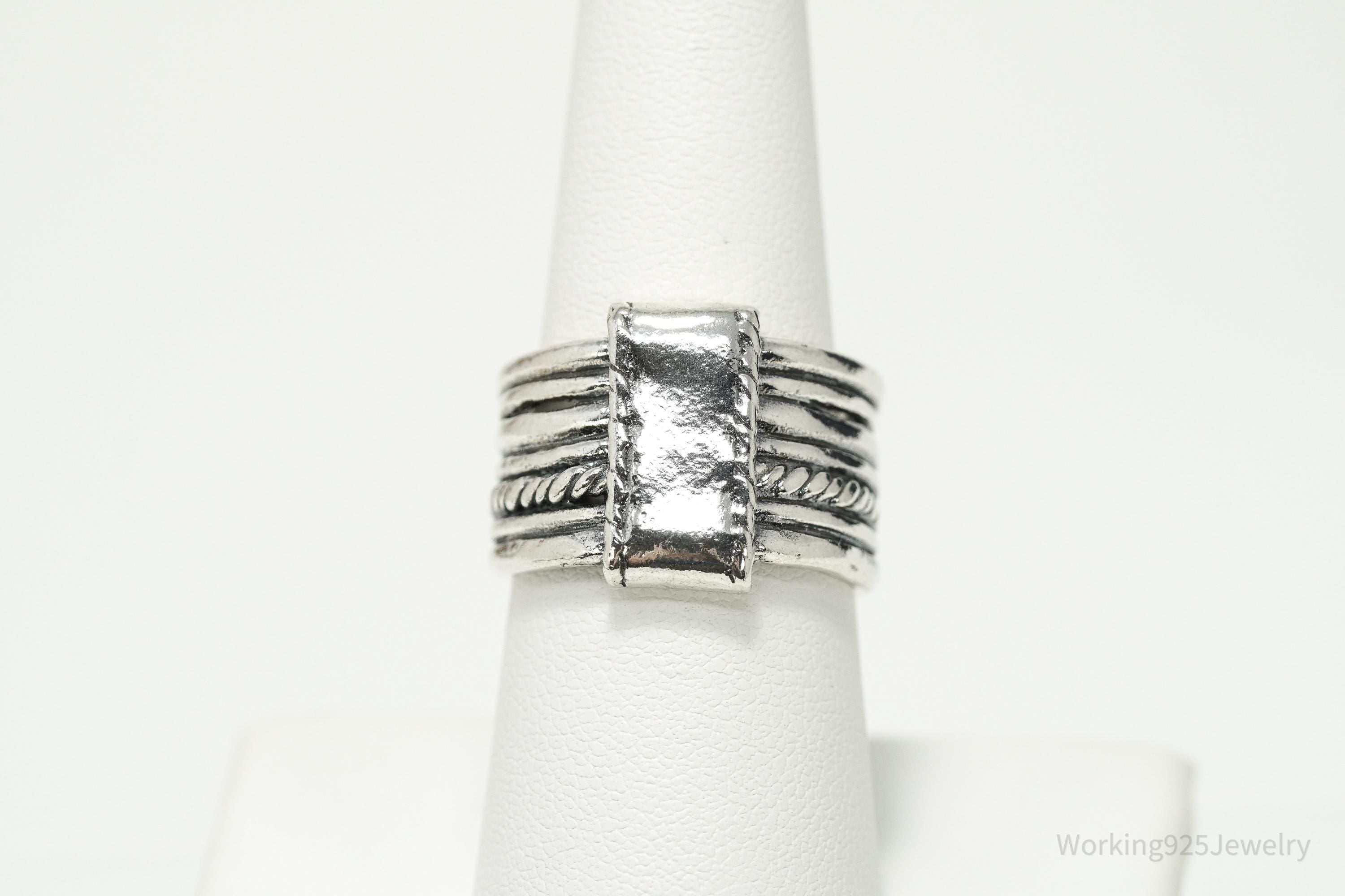 Vintage Designer Paz PZ Israel Sterling Silver Band Ring - Size 7.75
