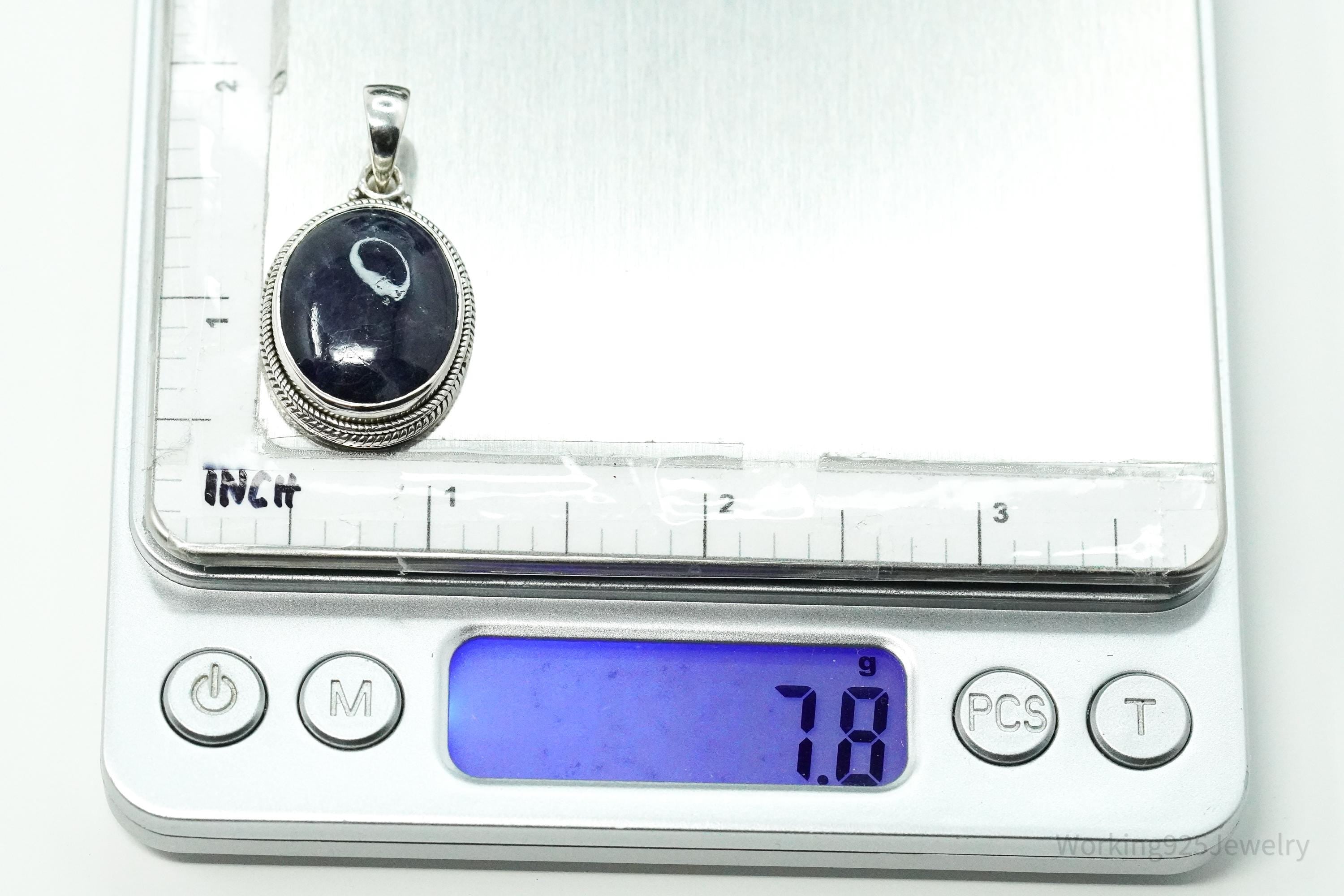 Vintage Bluish Purple Stone Sterling Silver Pendant