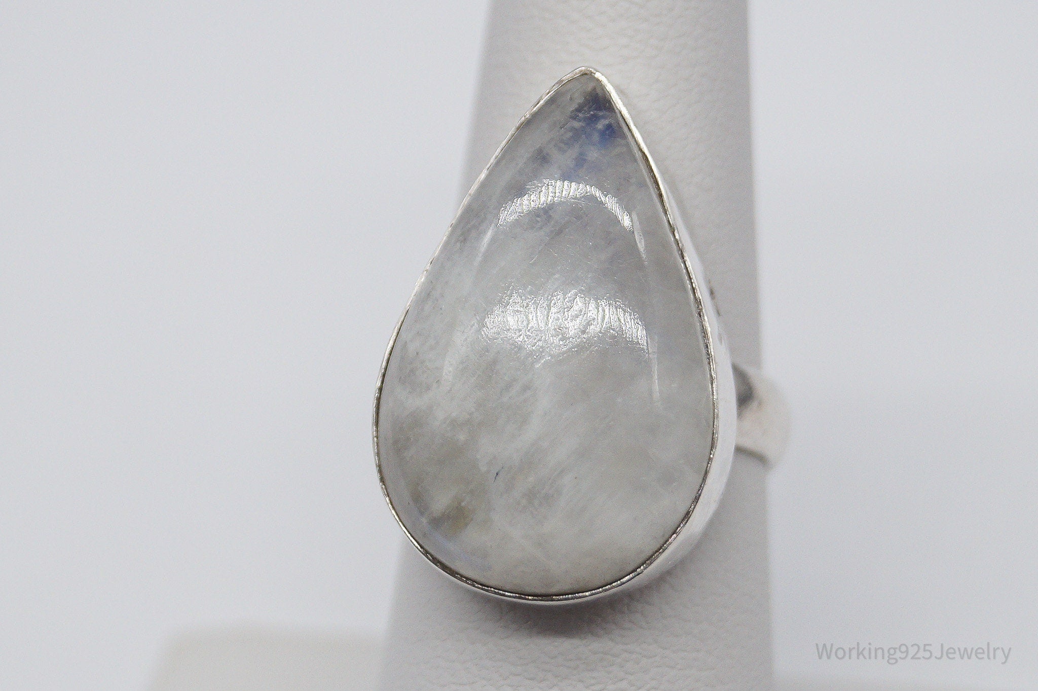 Vintage Large Moonstone Sterling Silver Ring - Size 7