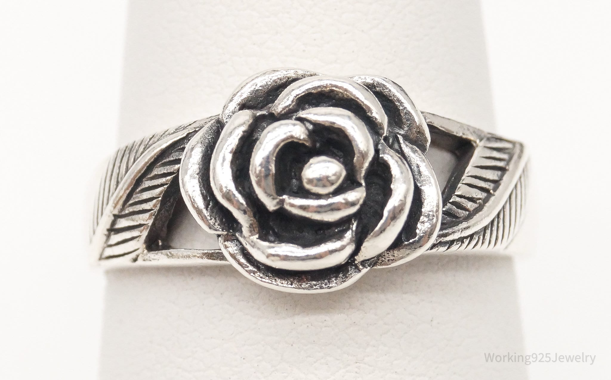 Vintage Rose Sterling Silver Ring - Size 6.75