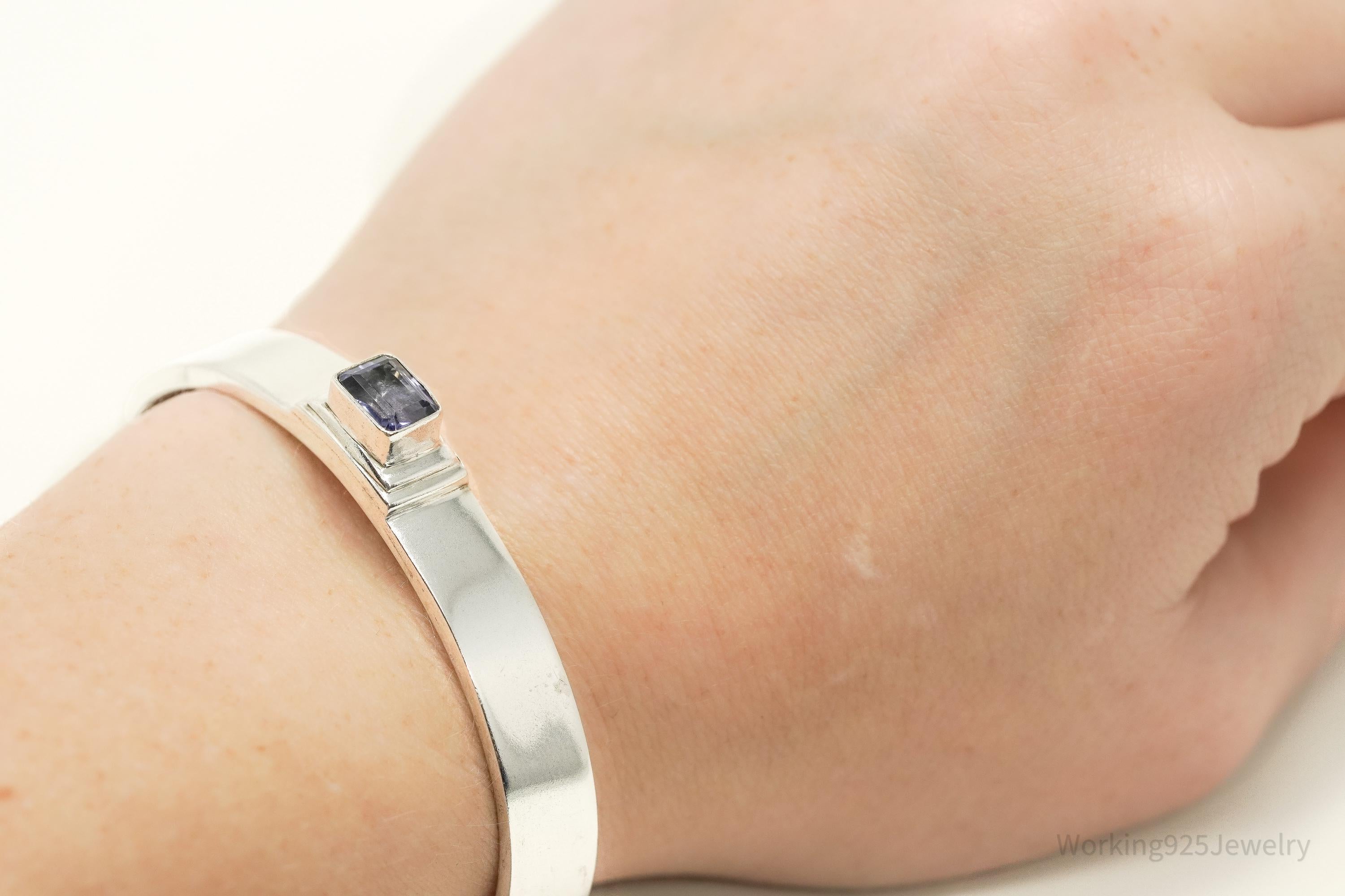 Vintage Baroni Designs Iolite Sterling Silver Cuff Bracelet 6 3/8"