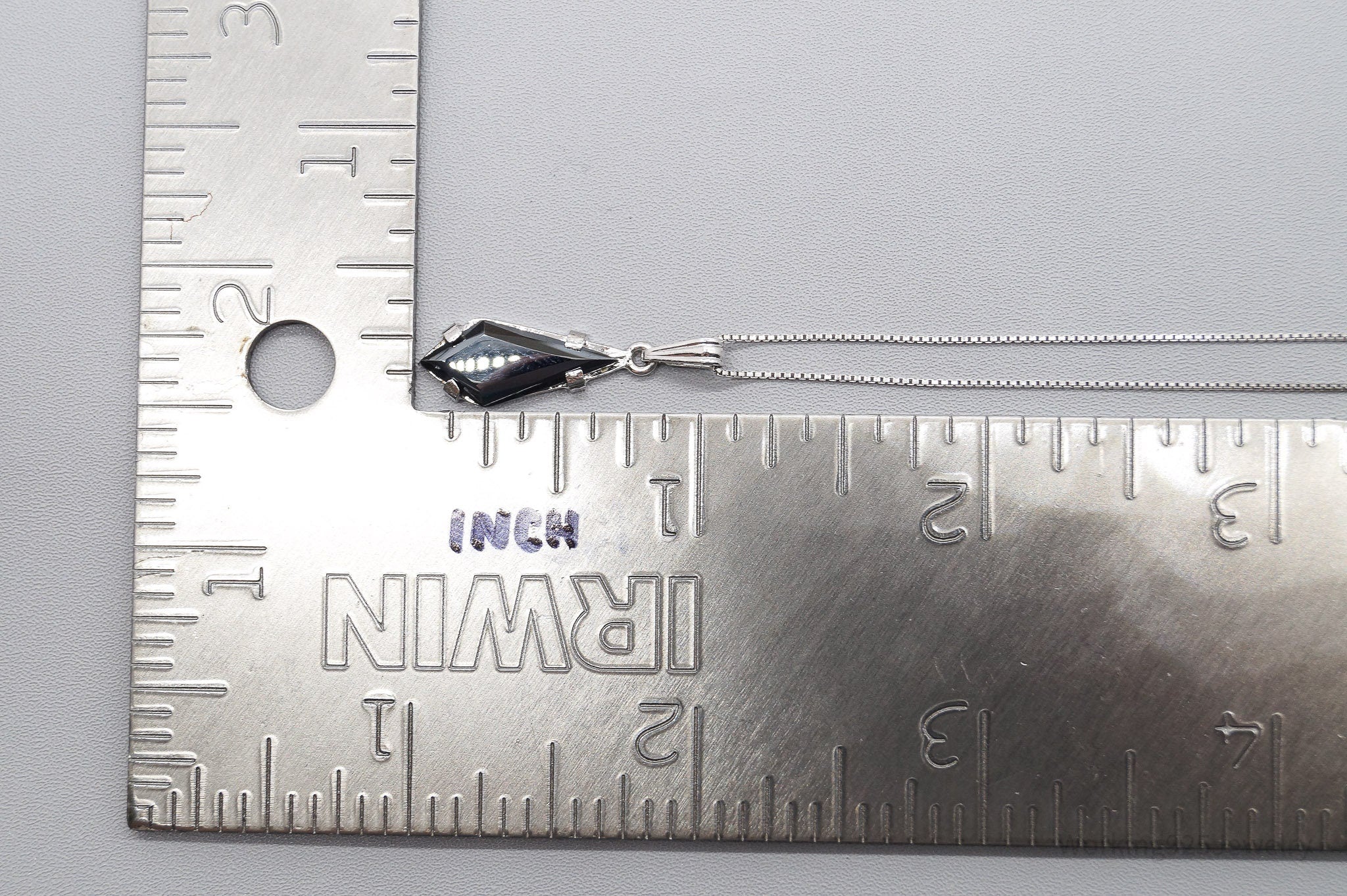 Vintage Art Deco Hematite Sterling Silver Necklace 20"