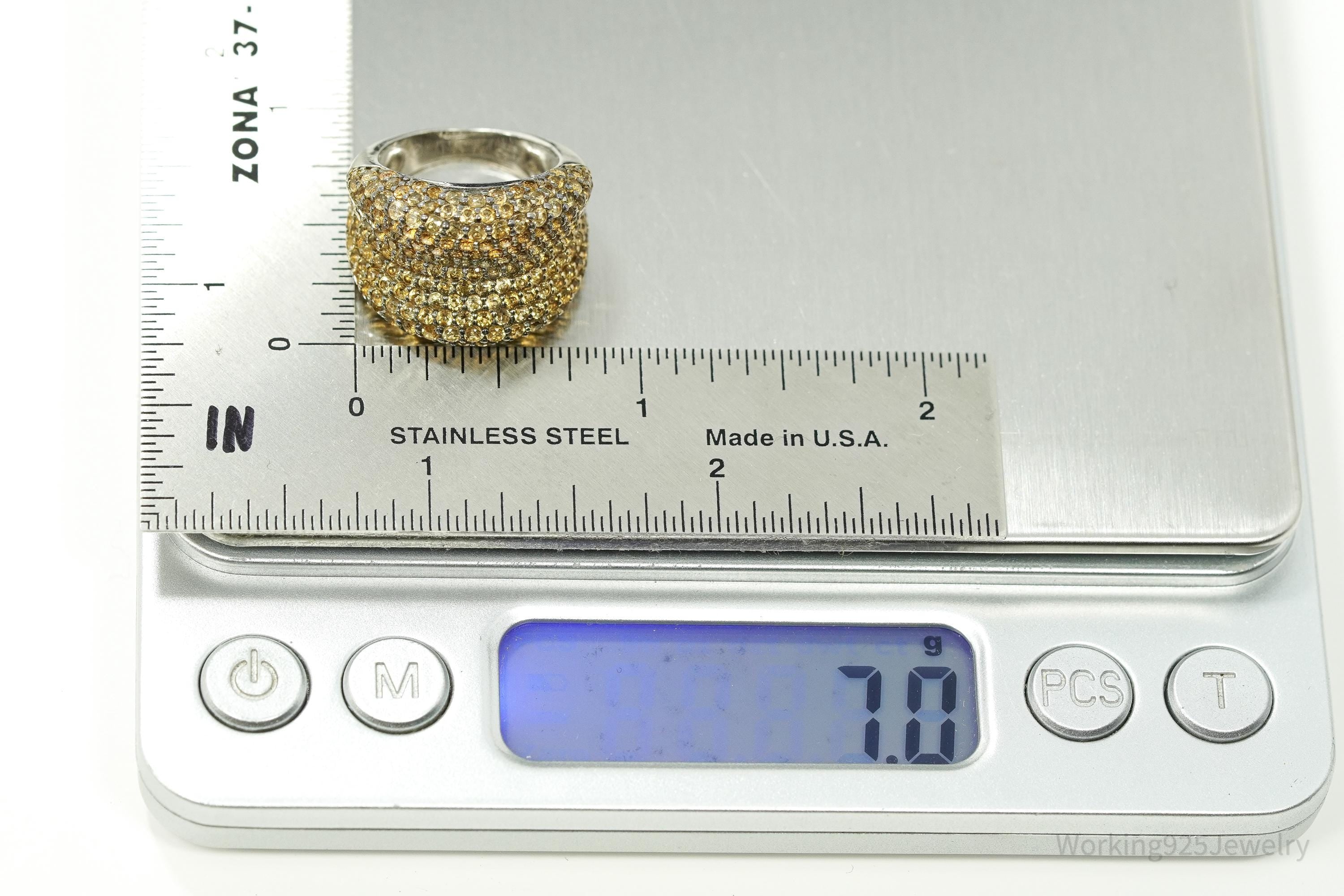 Vintage Citrine Sterling Silver Band Ring - Size 5