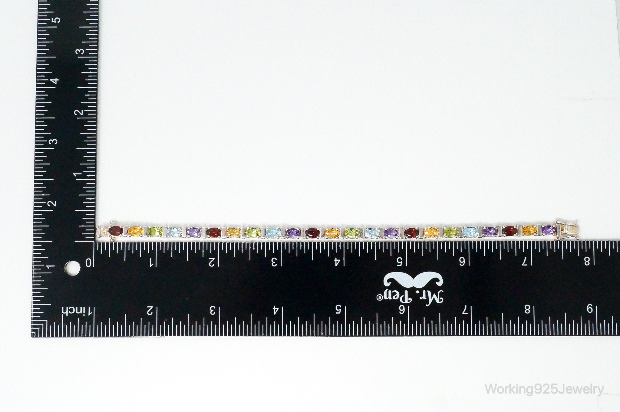 Vintage Designer Multi Gem Sterling Silver Bracelet