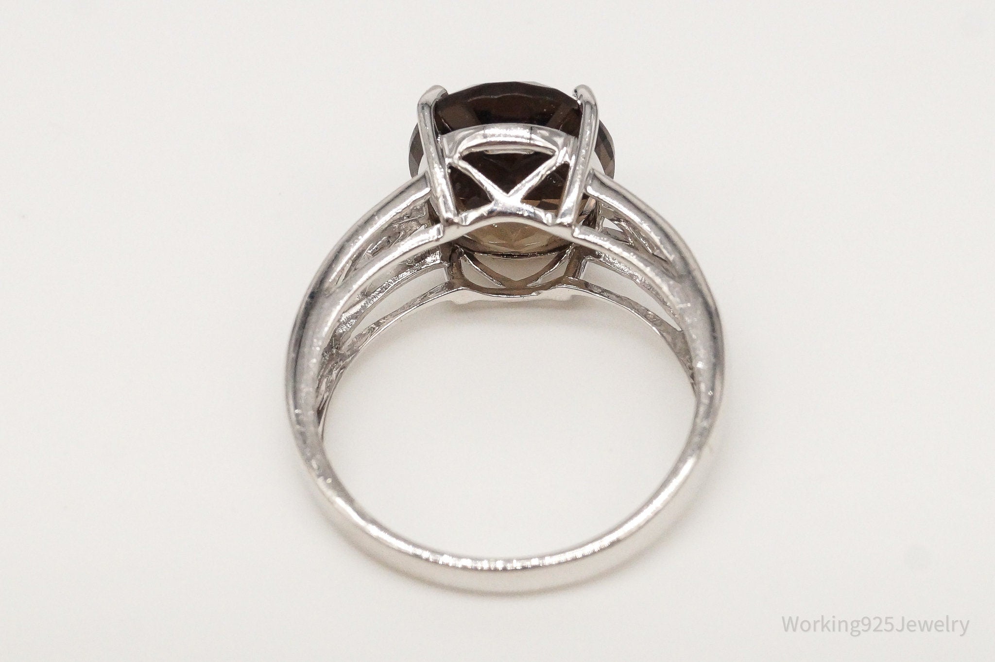 Vintage Large Smoky Topaz Sterling Silver Ring - Size 7