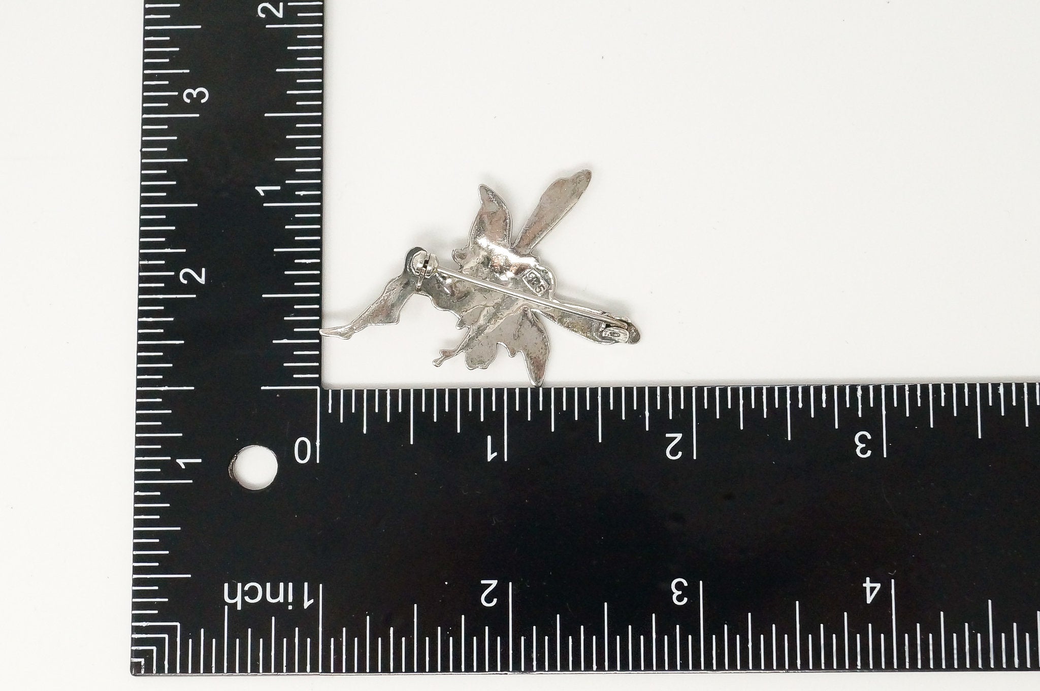 Vintage Fairy In Flight Sterling Silver Brooch Pin