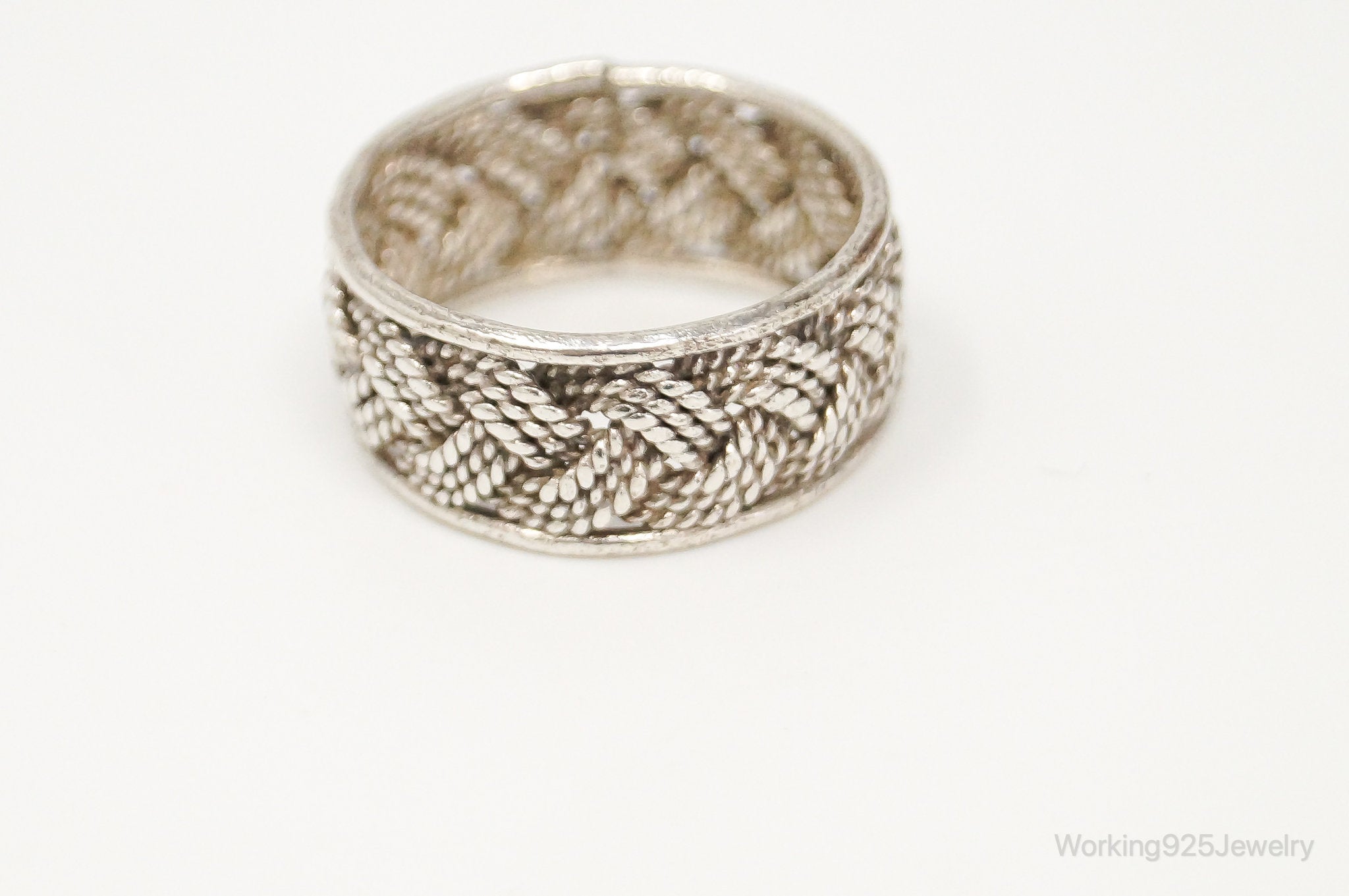 Vintage Weave Braid Sterling Silver Band Ring - Size 6.75