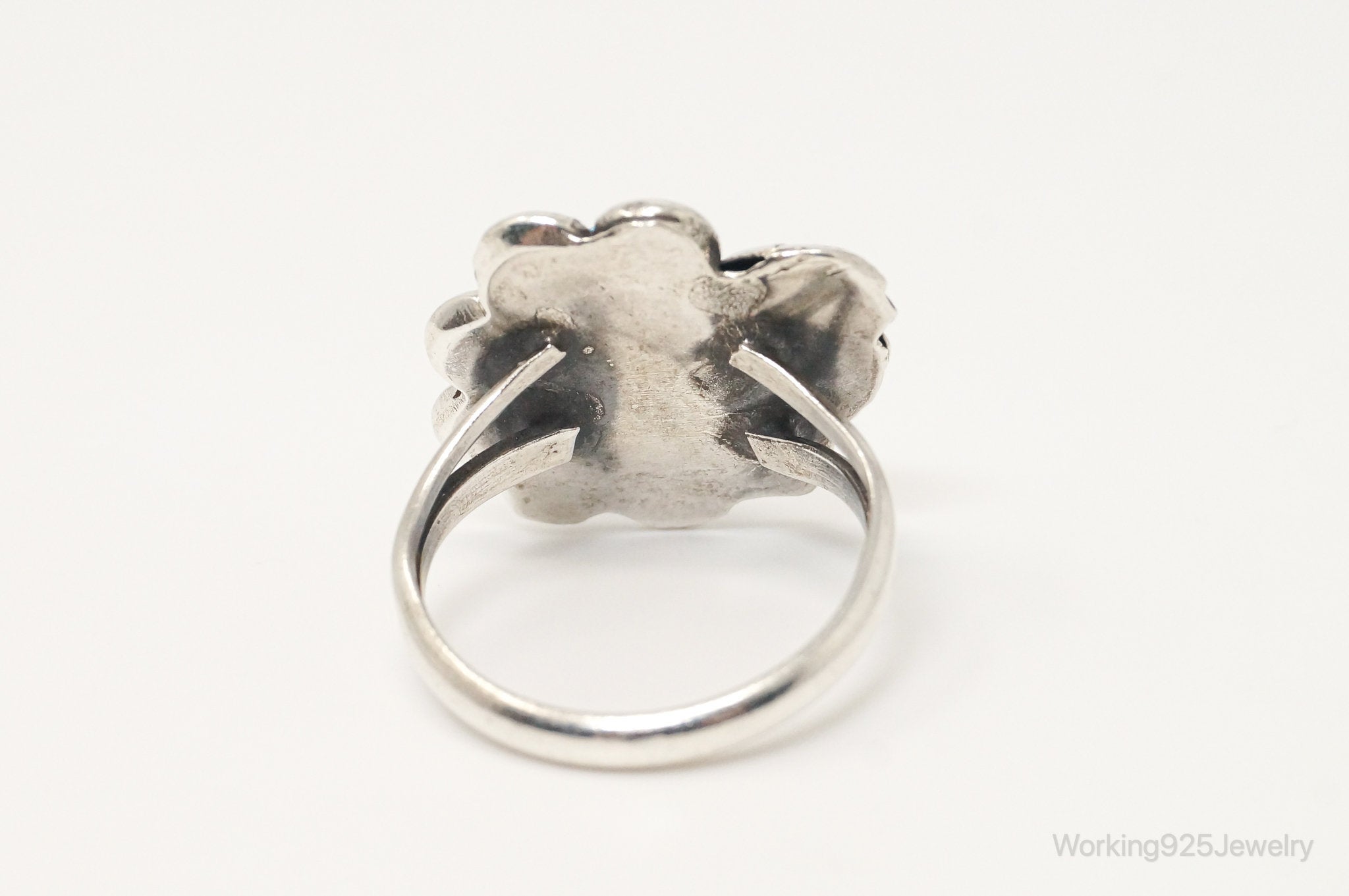 Vintage Native American Blue Turquoise Unsigned Sterling Silver Ring - Sz 9.25