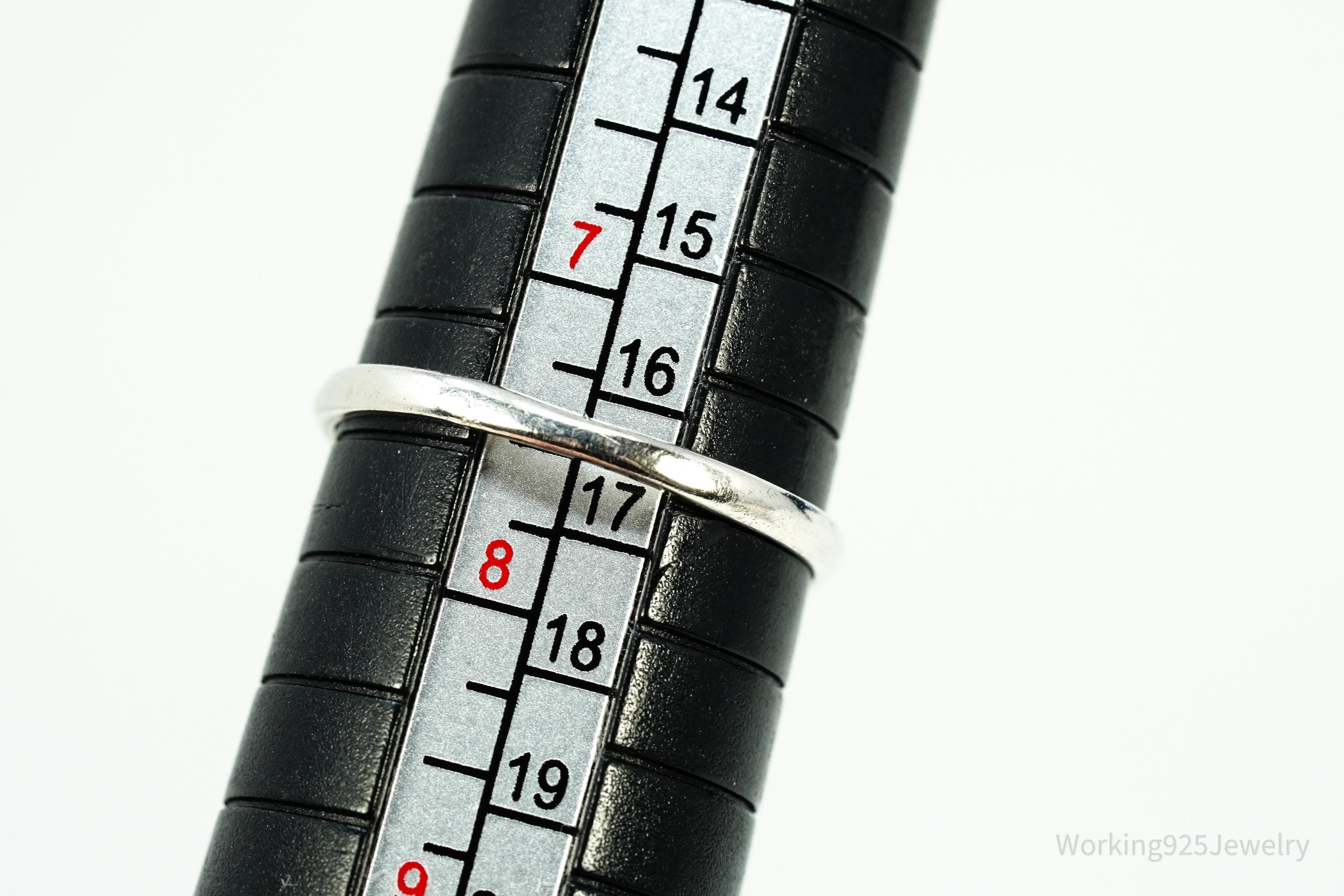 Vintage Handmade Native American Turquoise Sterling Silver Ring - Size 7.5