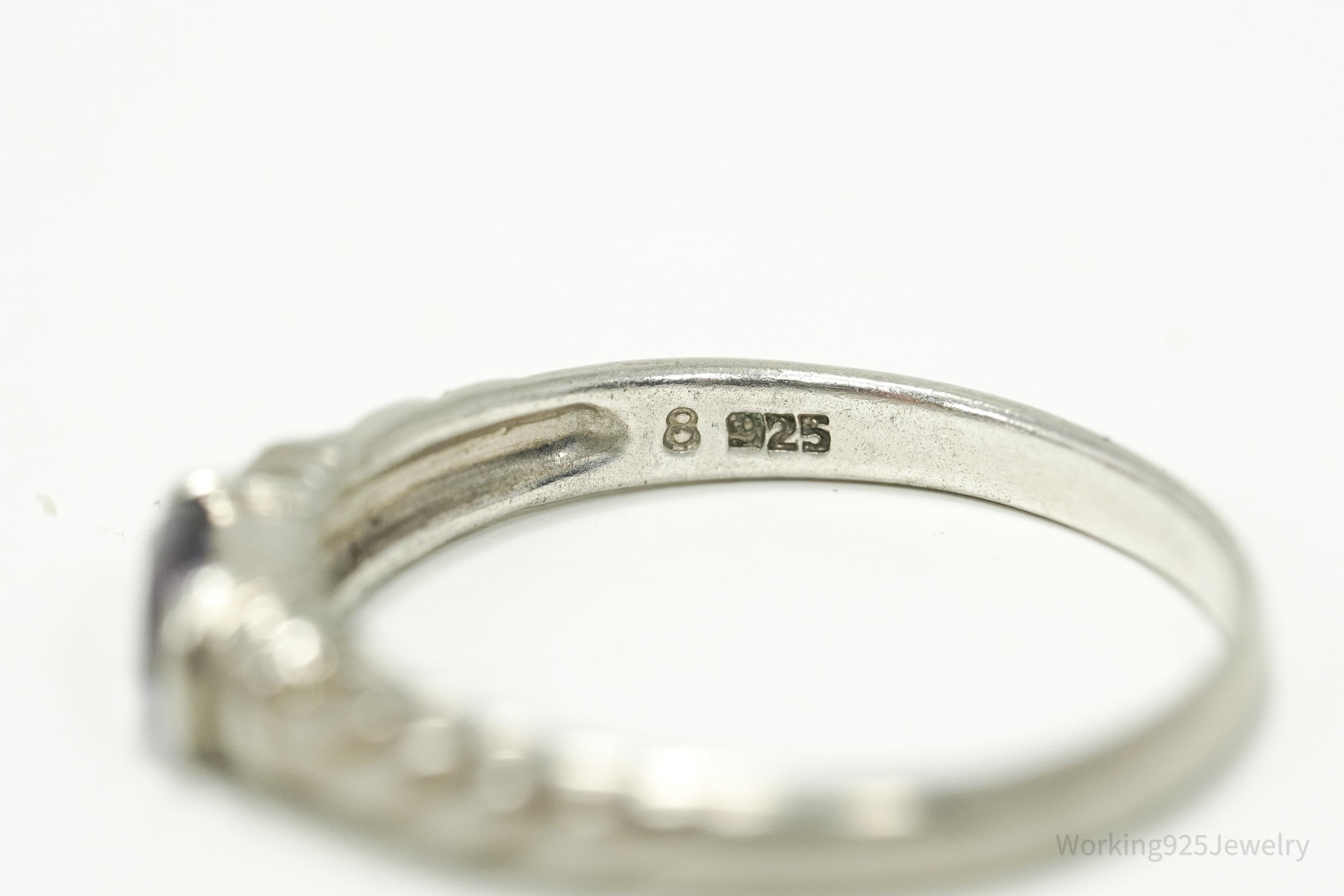 Vintage Amethyst Sterling Silver Ring - Size 7.75