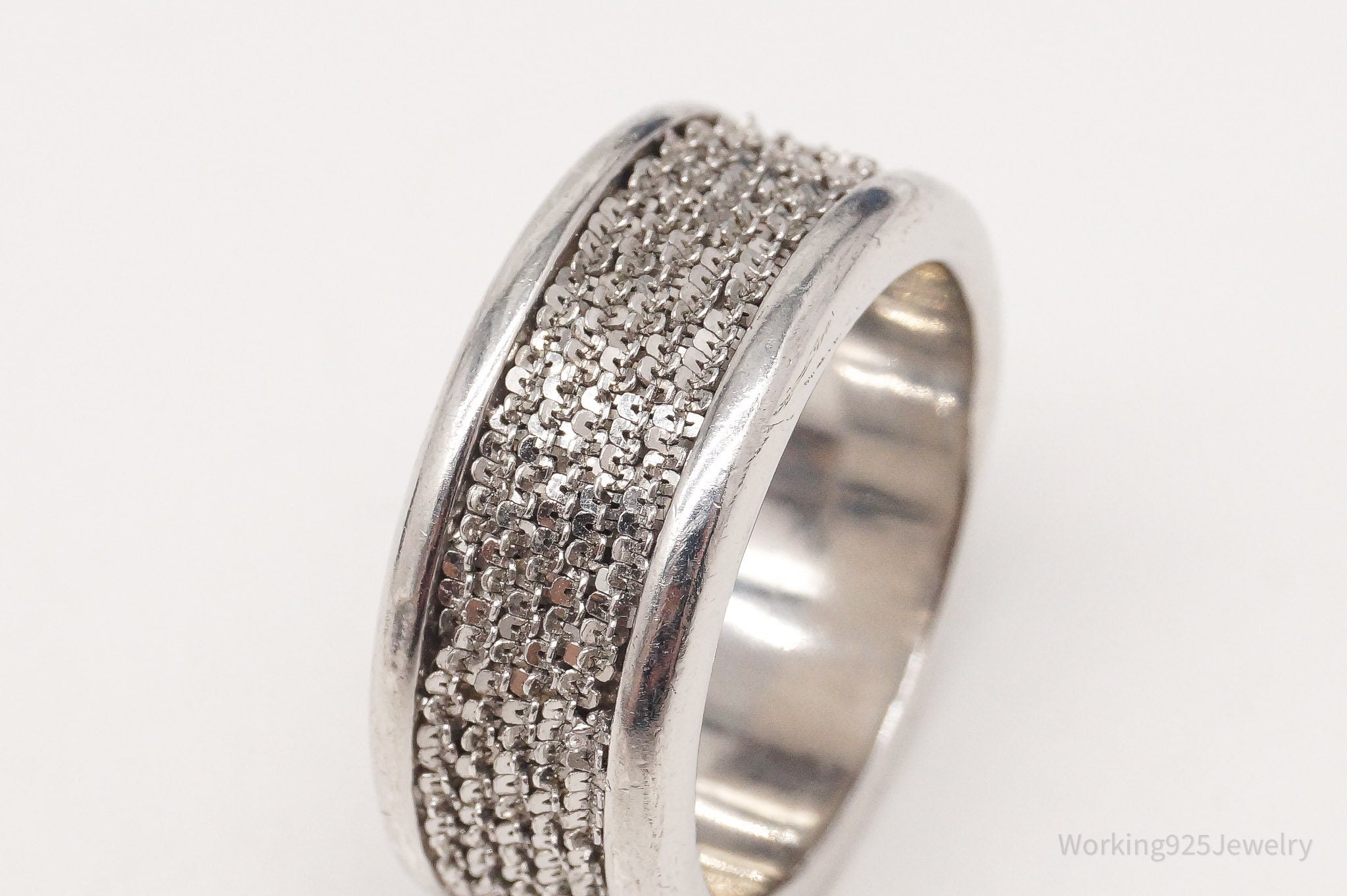 Vintage Italian Designer Milor Sterling Silver Band Ring - Size 8.75