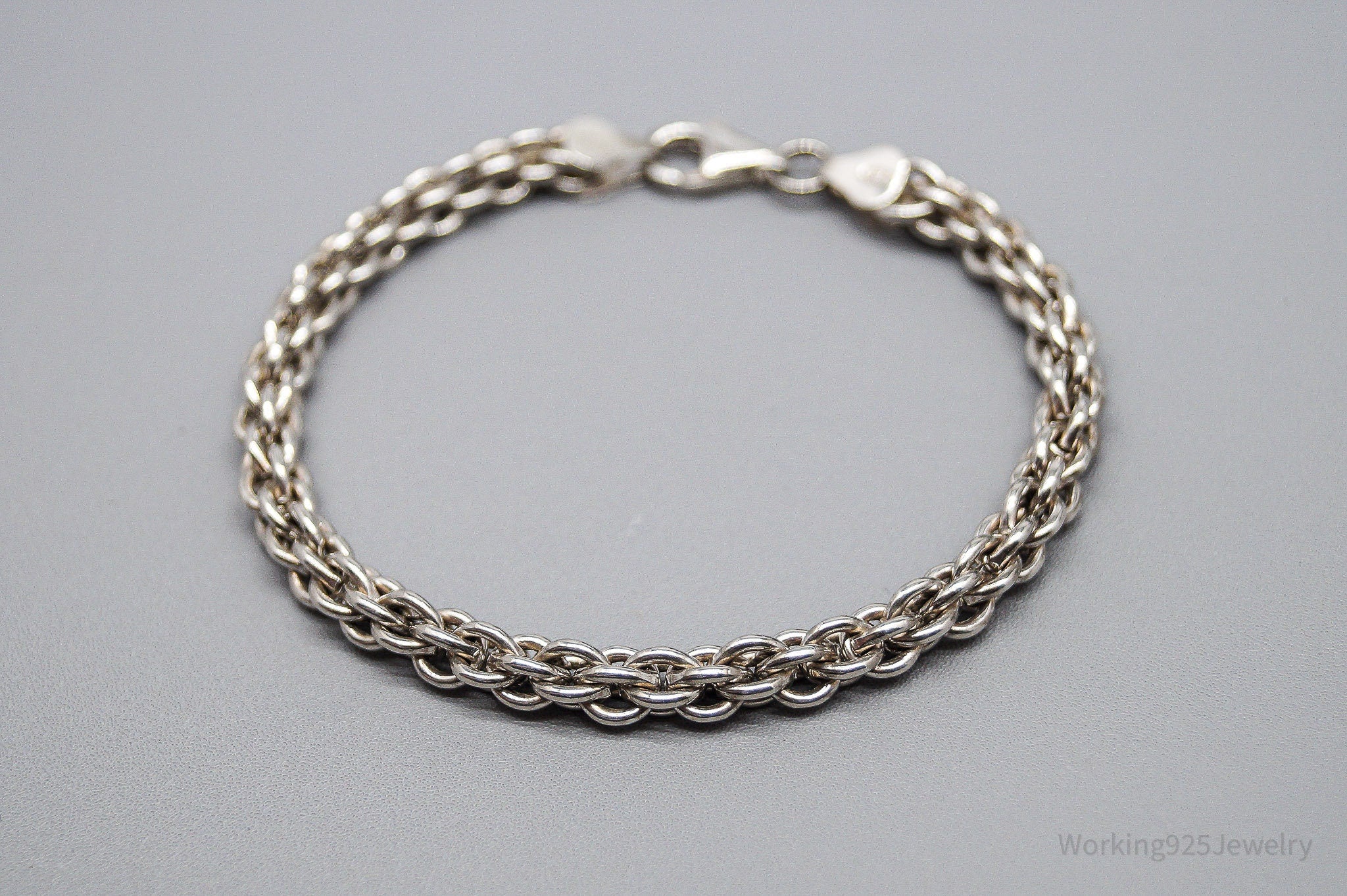 Vintage Italian Chainlink Sterling Silver Bracelet - 7 5/8"