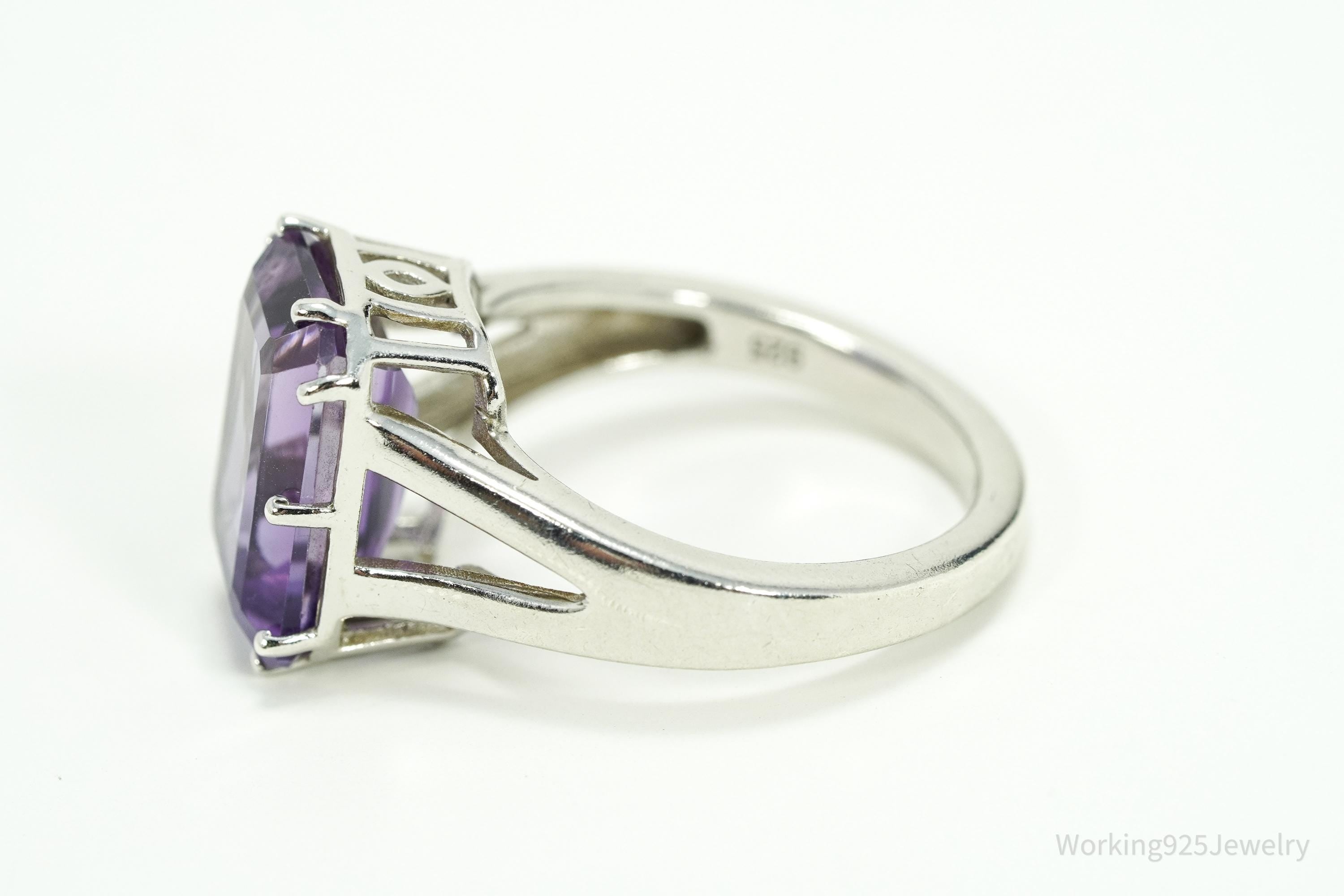 Vintage LNT Amethyst Sterling Silver Ring - Size 8.75