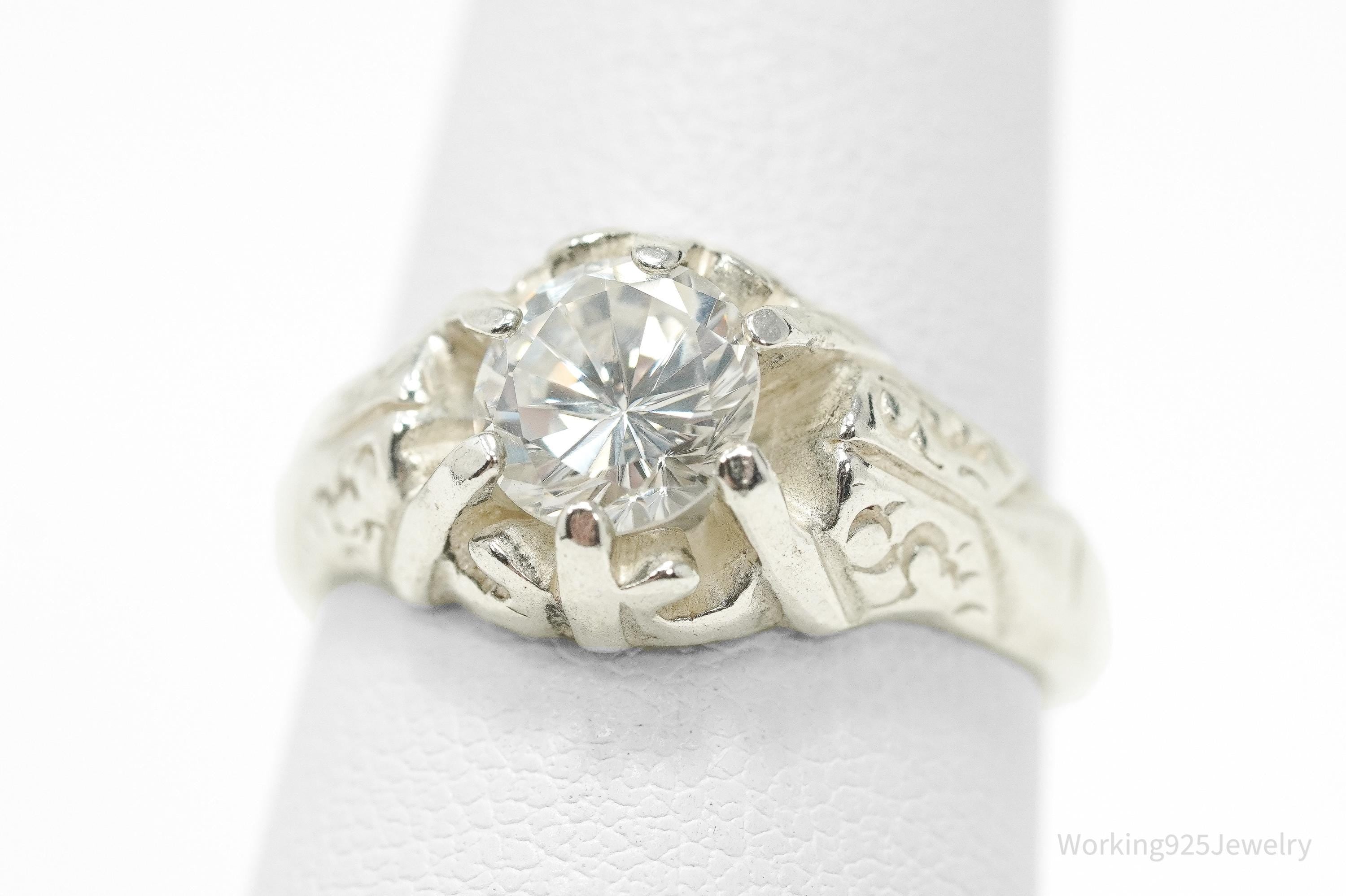 Vintage Cubic Zirconia Sterling Silver Ring - Size 7