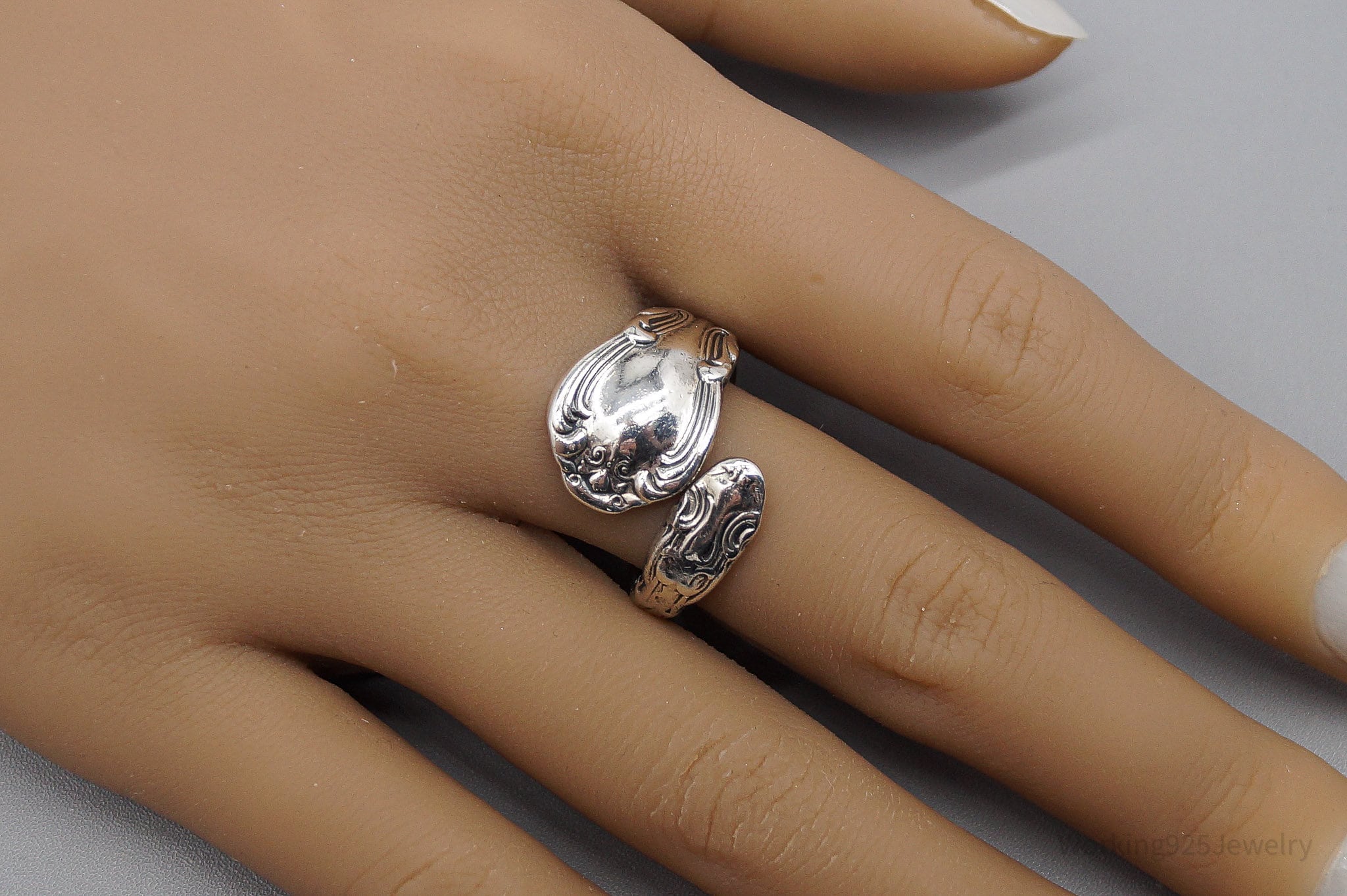 Antique GORHAM 1895 Sterling Silver Wrap Spoon Ring - Size 10