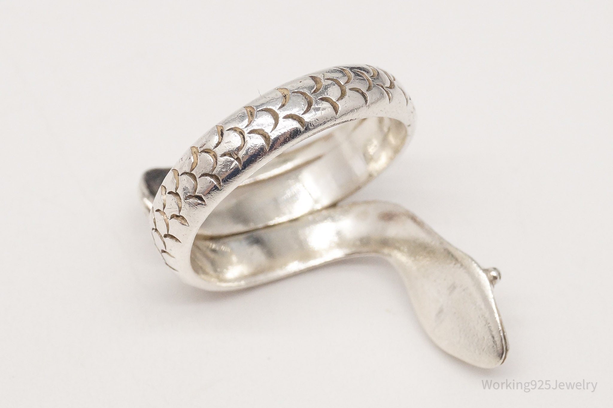 Vintage Designer BA Suarti Sterling Silver Snake Ring - Size 7