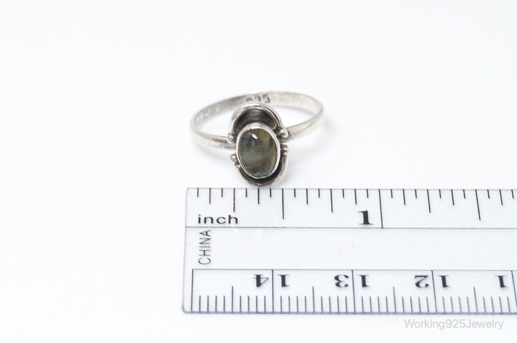 Vintage Natural Labradorite Sterling Silver Ring - SZ 6.25