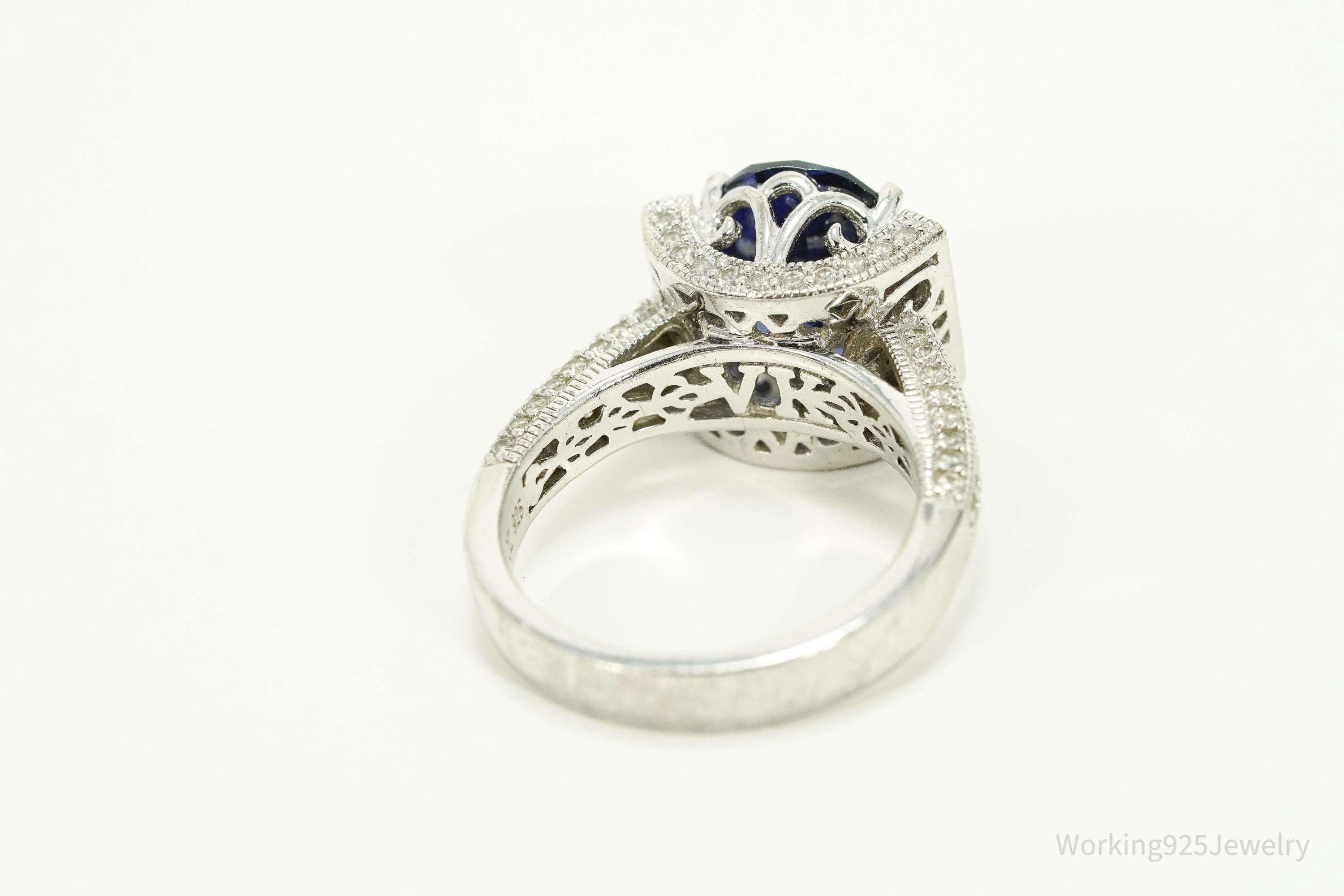 Designer Vanna K Tanzanite Simulant & Cubic Zirconia Sterling Silver Ring - Size 7.25