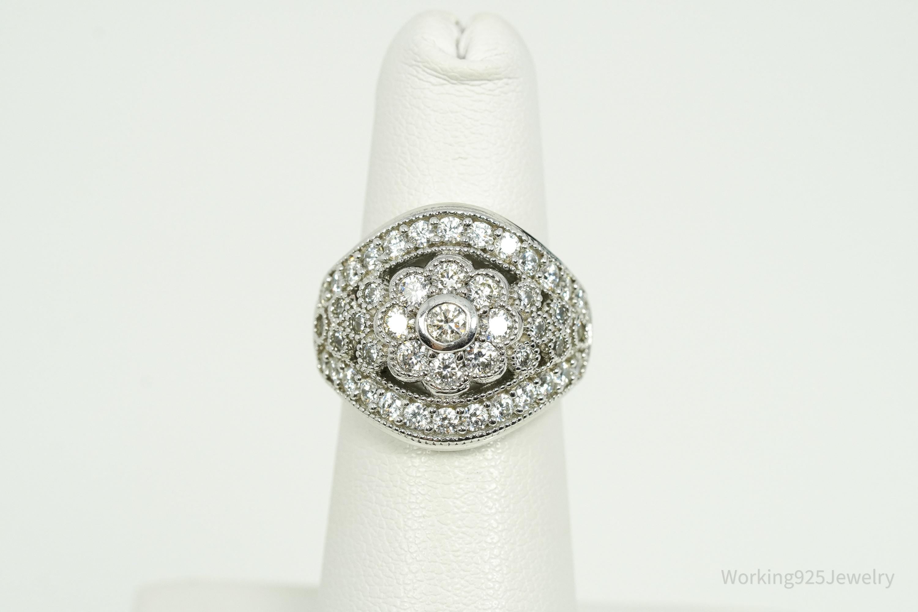 Vintage Cubic Zirconia Sterling Silver Ring - Size 5