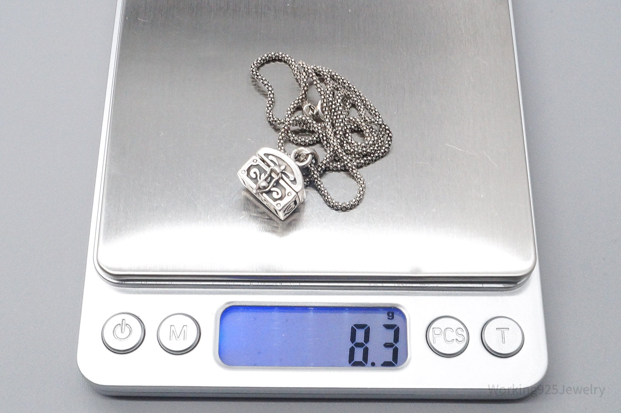 Vintage Prayer Box Sterling Silver Necklace 18"