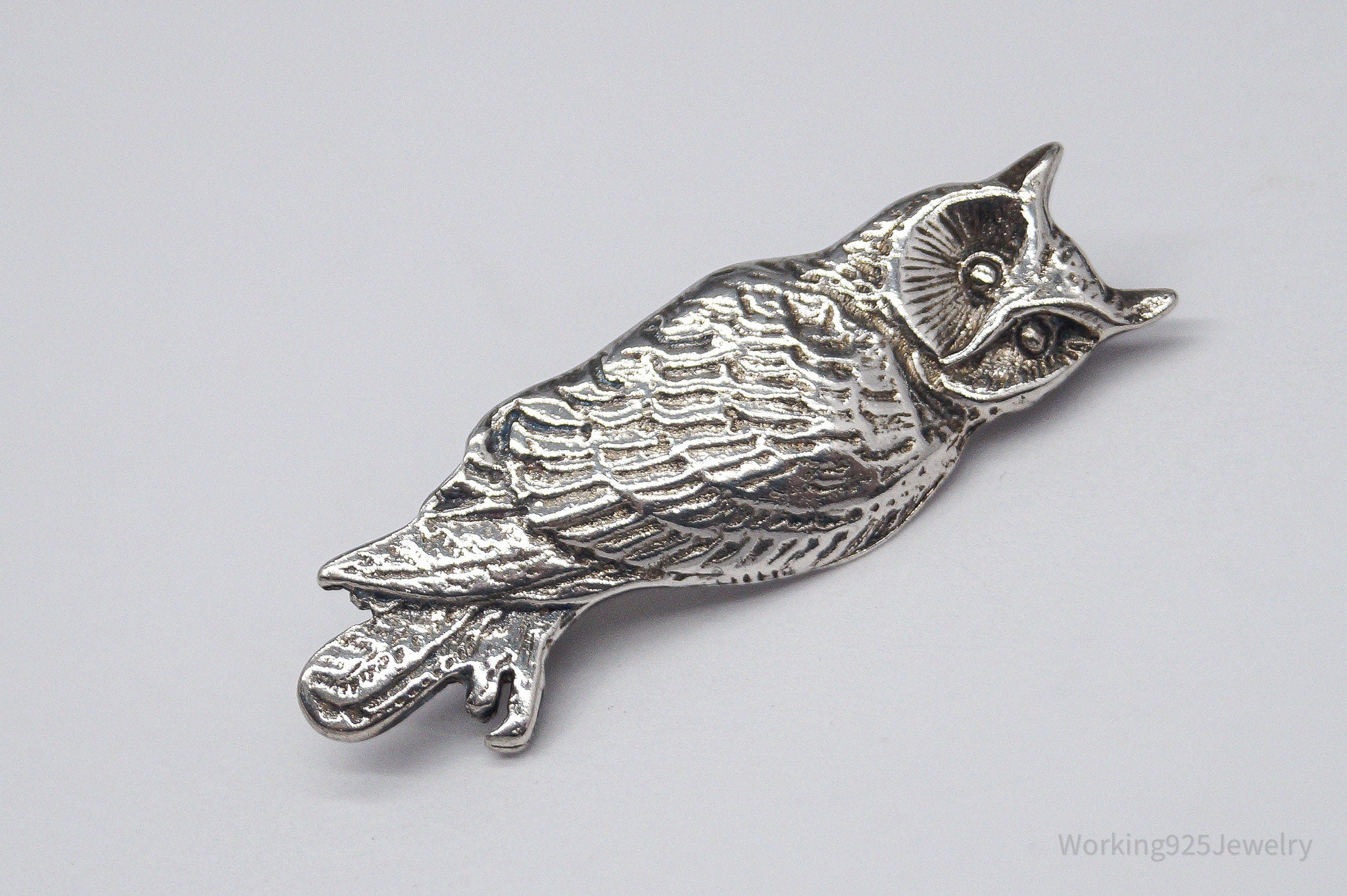 Vintage Owl Silver Pin Brooch