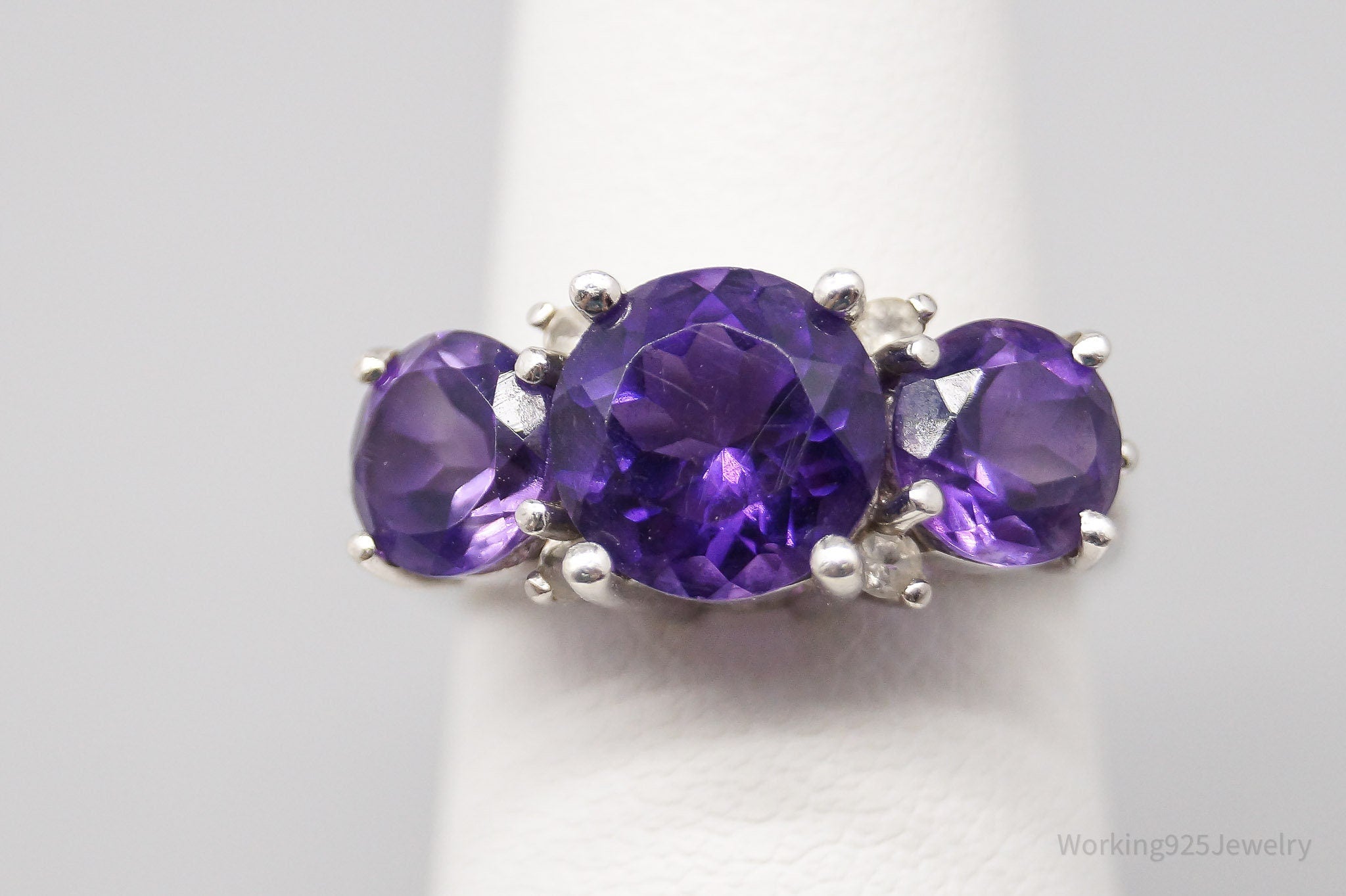 Vintage Amethyst Sterling Silver Ring - Size 5.25