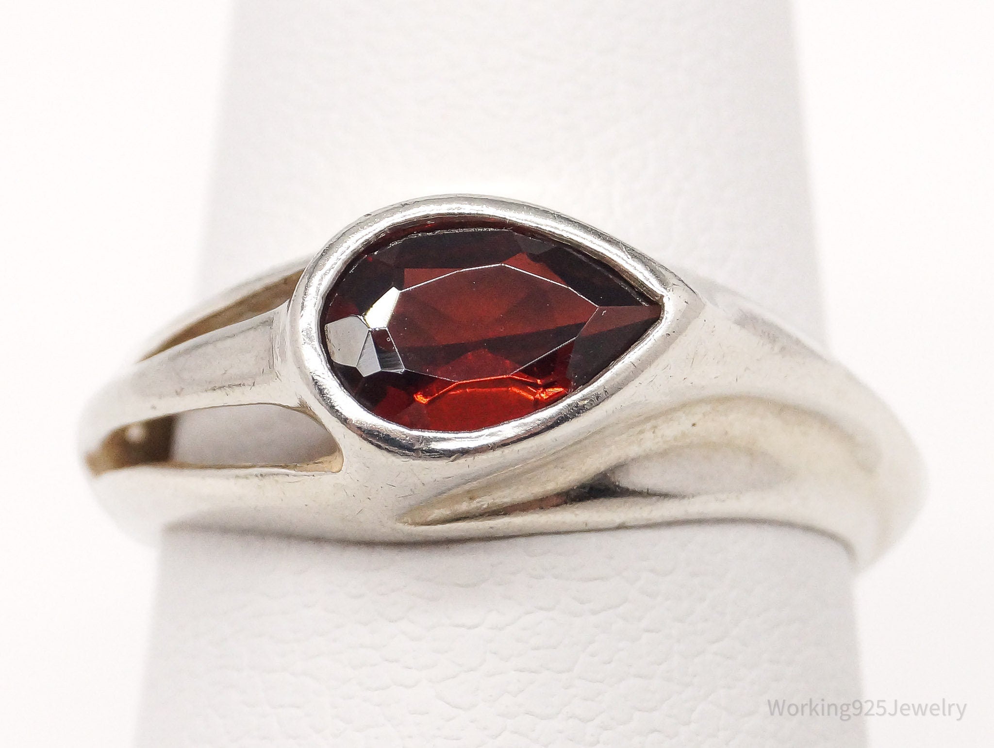 Vintage Kabana Garnet Sterling Silver Ring - Size 6.5