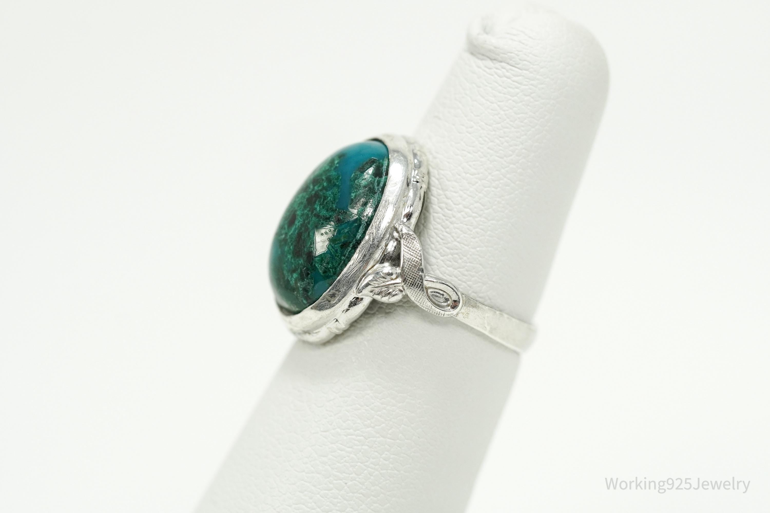 Antique Designer Clark Coombs Chrysocolla Sterling Silver Ring Size 5.5
