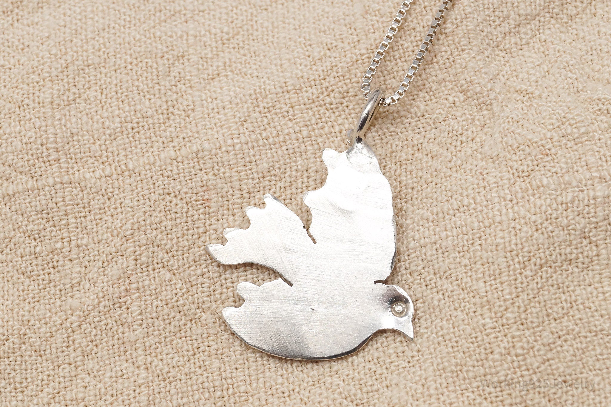 Vintage Swedish Modernist Bird Sterling Silver Chain Necklace 22"