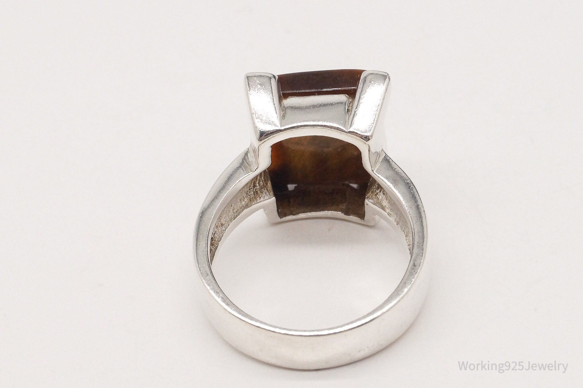 Vintage Large Tigers Eye Sterling Silver Ring - Size 9