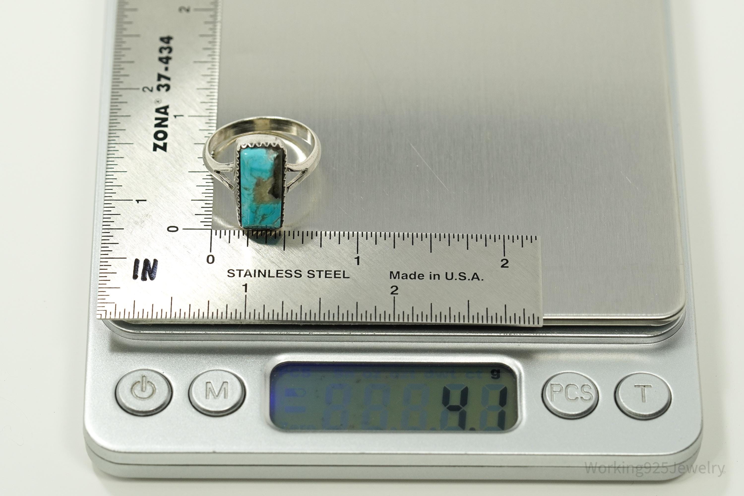 Vintage Mexican Turquoise 950 Silver Ring - Size 8.25