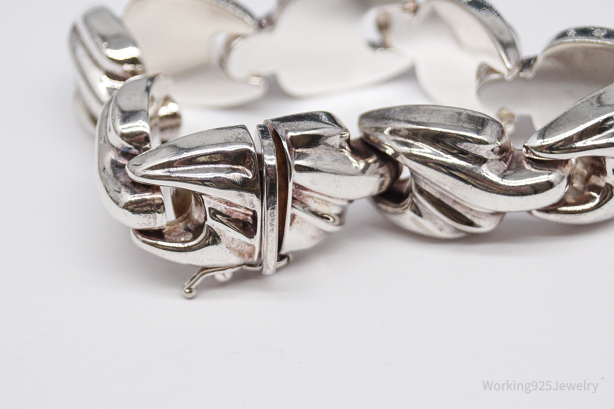 Vintage Italy Designer Puffy Fancy Link Sterling Silver Bracelet - 7 3/8"