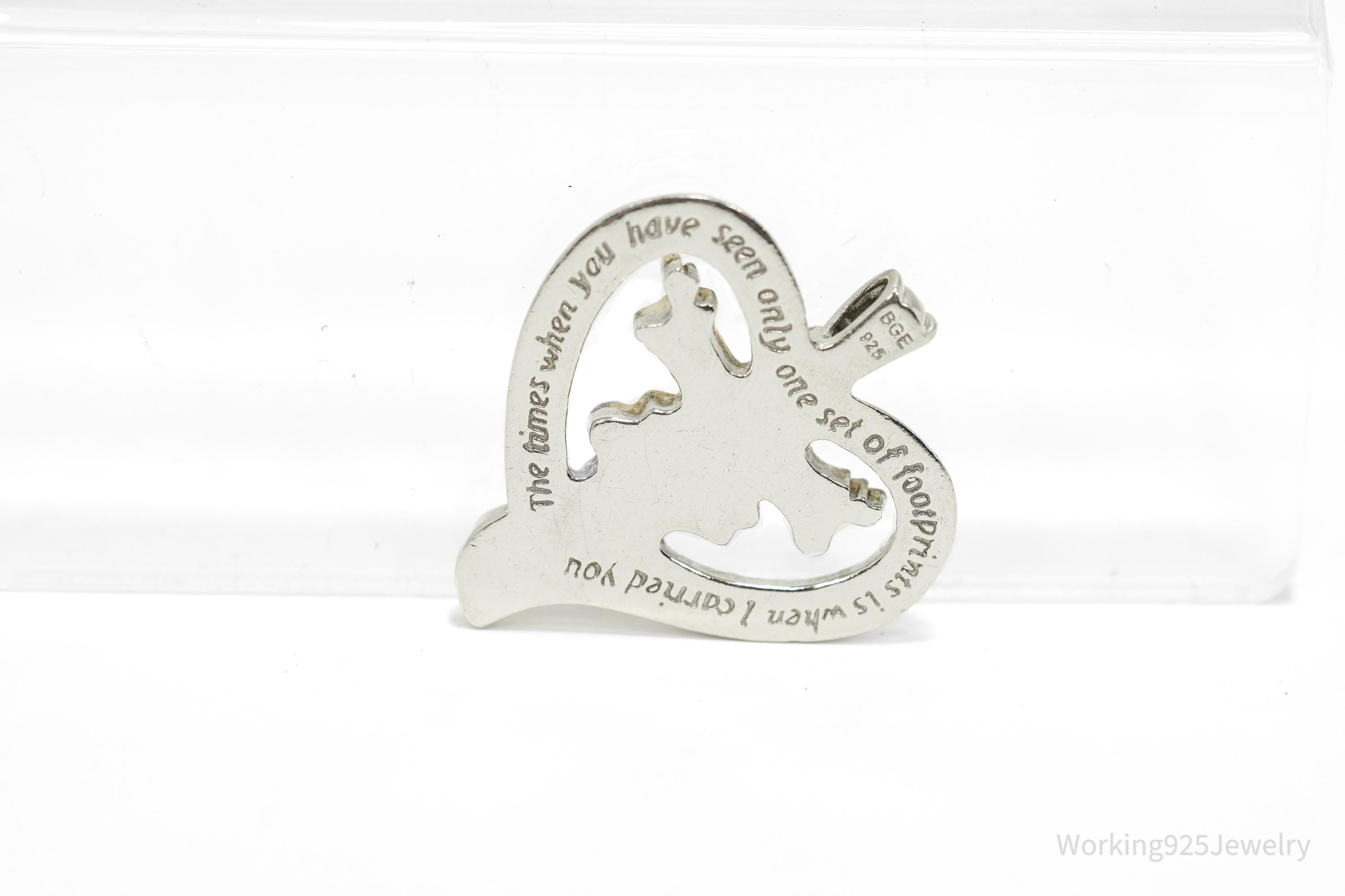 Vintage BGE "Our Father" Diamond Two Tone Sterling Silver Heart Pendant