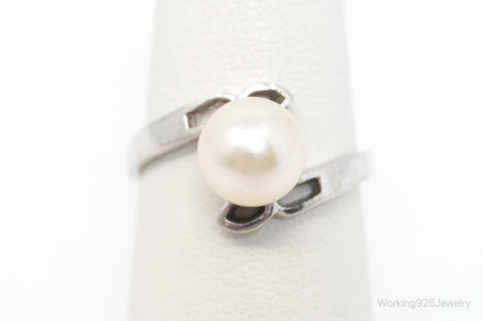 Vintage Pearl Sterling Silver Ring - Size 5.75