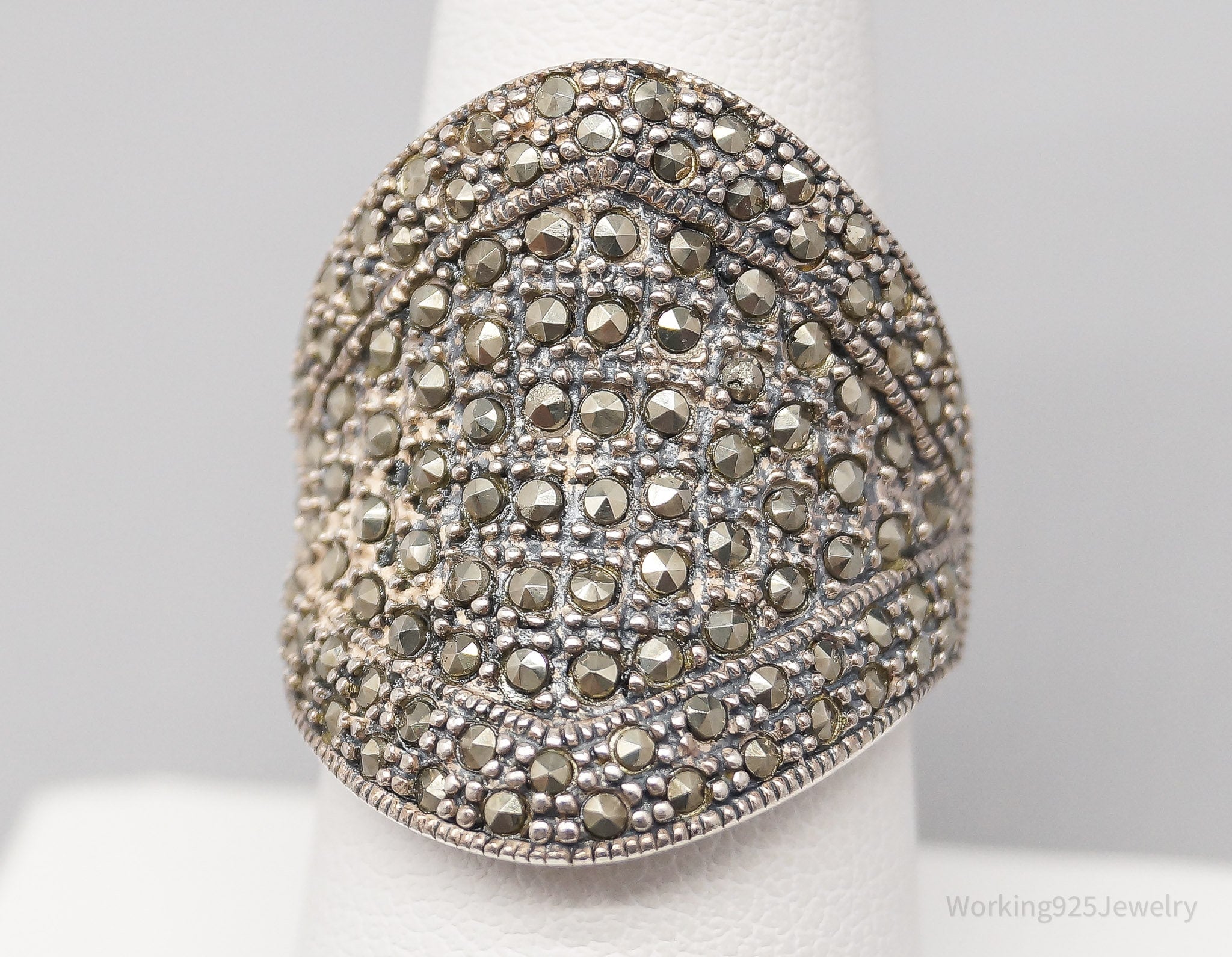 Vintage Marcasite Sterling Silver Ring - Size 8