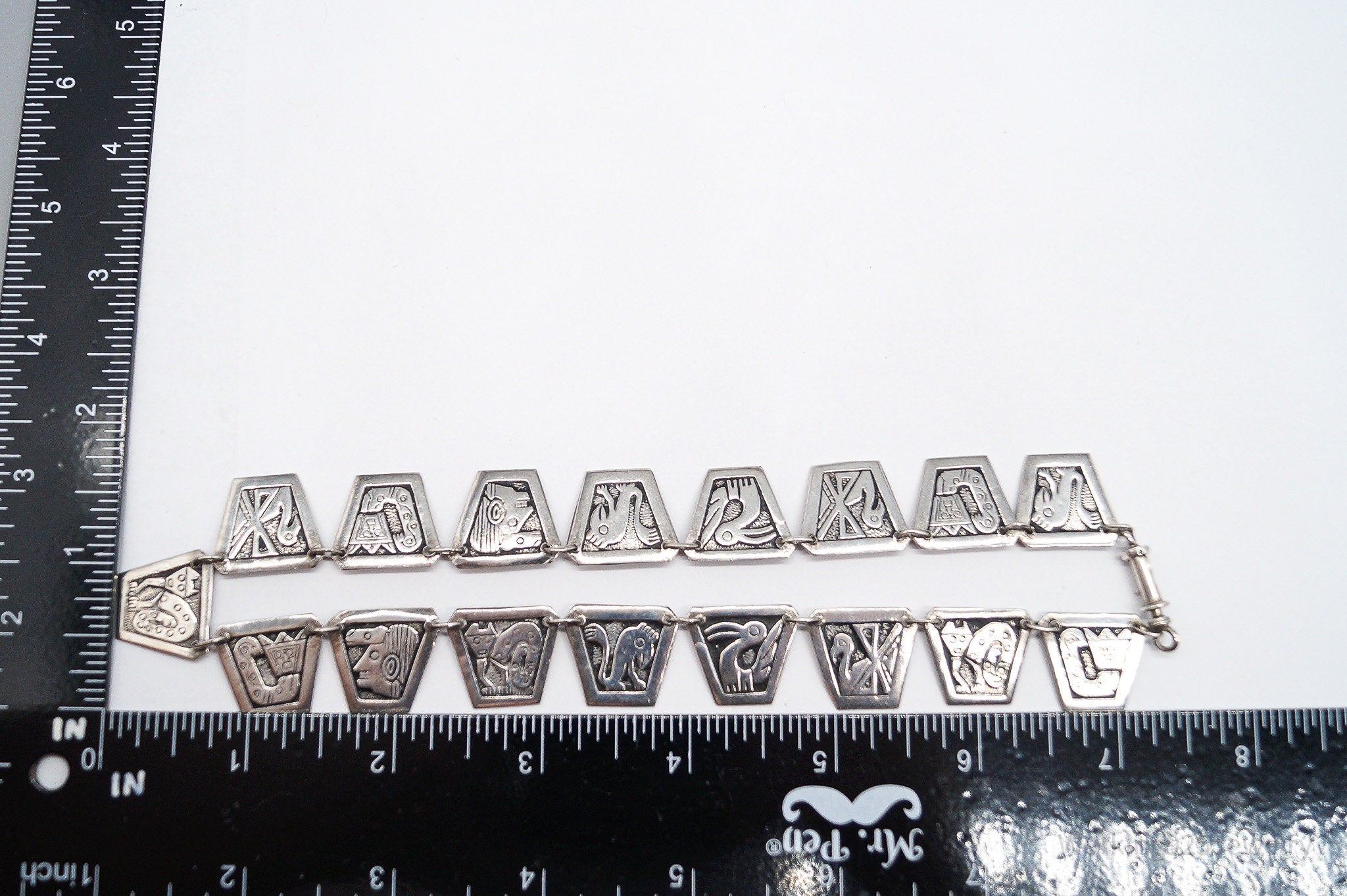 Vintage Peru Sterling Silver Storyteller Necklace 17"