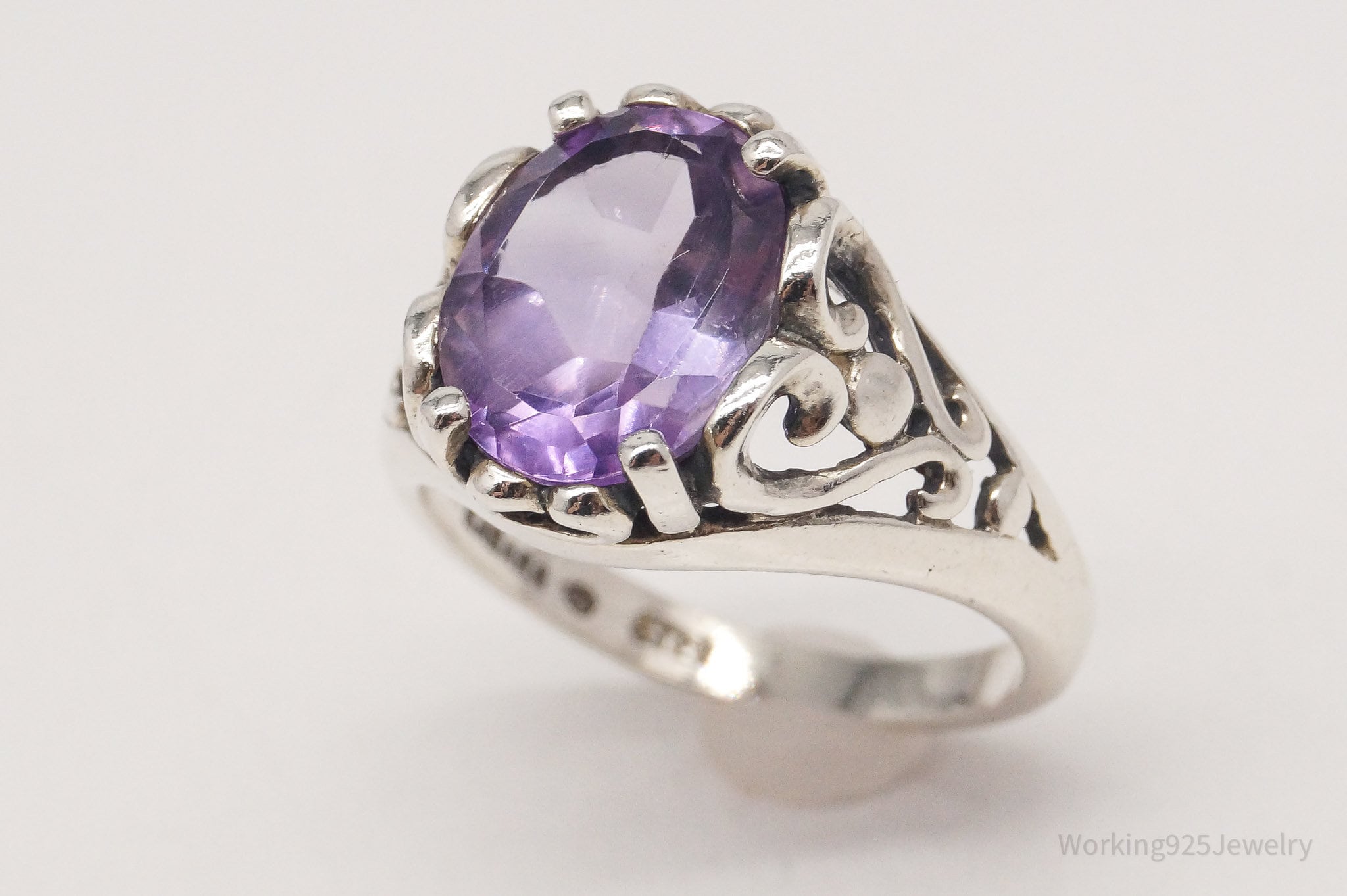 Vintage Designer KABANA Amethyst Sterling Silver Ring - Size 5.75