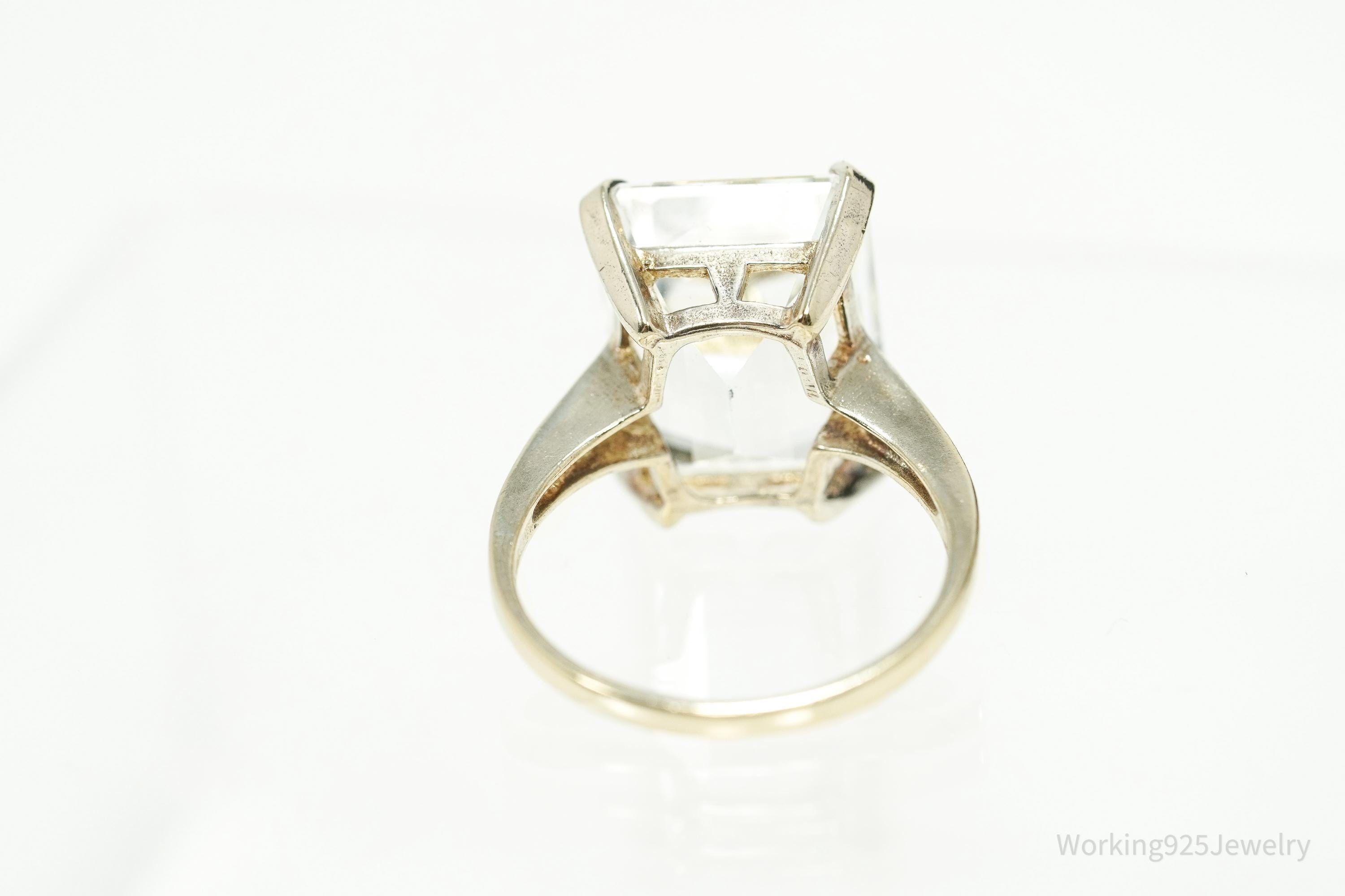 Vintage UTC Large Cubic Zirconia Gold Vermeil Sterling Silver Ring - Size 8