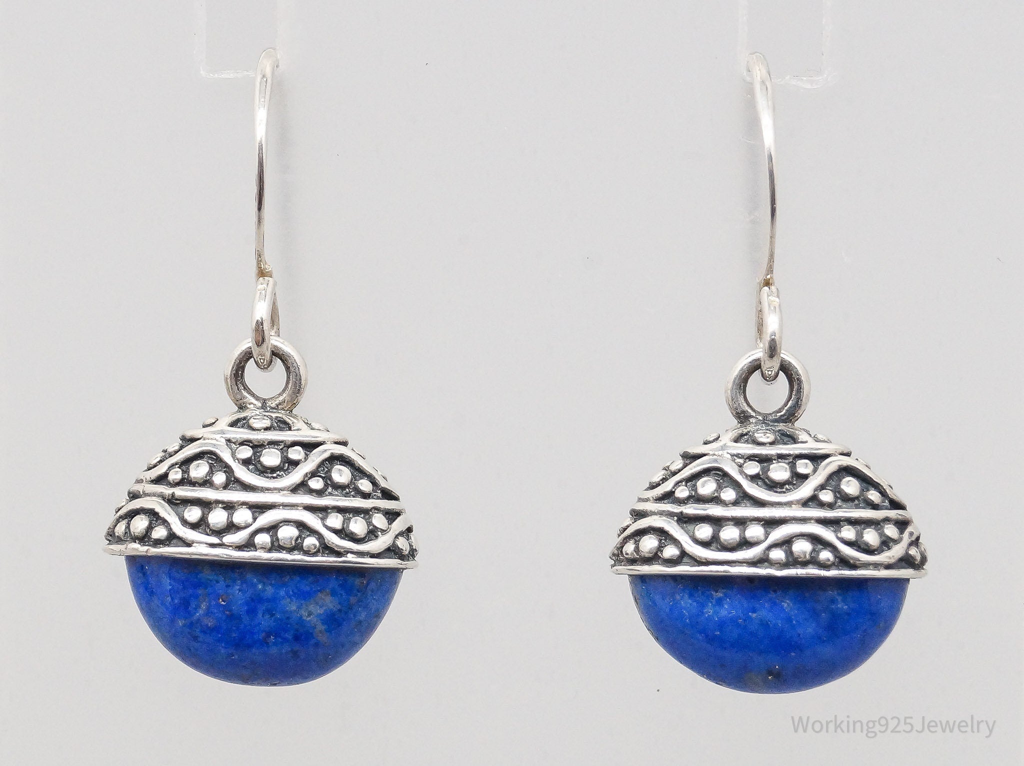 Vintage Blue Lapis Lazuli Southwestern Sterling Silver Earrings