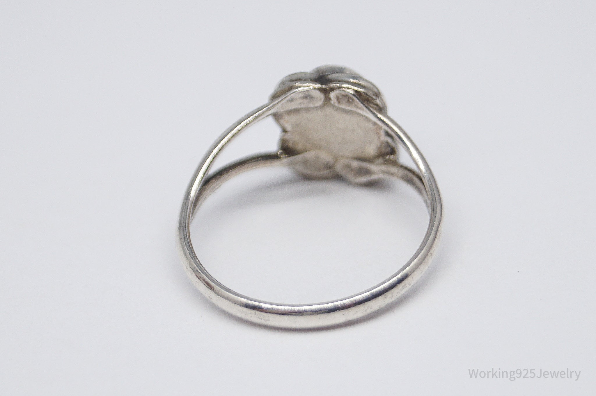 Vintage Native American Turquoise Unsigned Silver Ring - Size 6