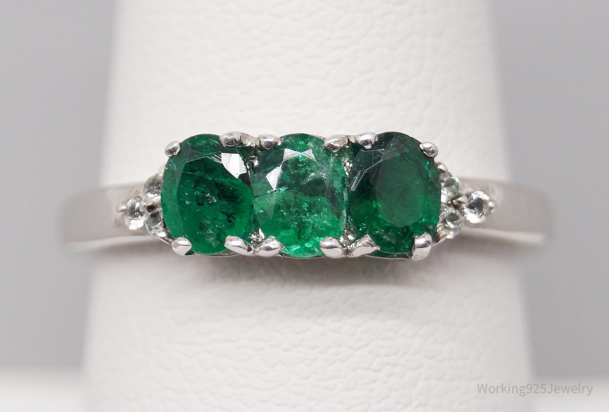 JTV TGGC Emerald White Topaz Sterling Silver Ring - Size 8