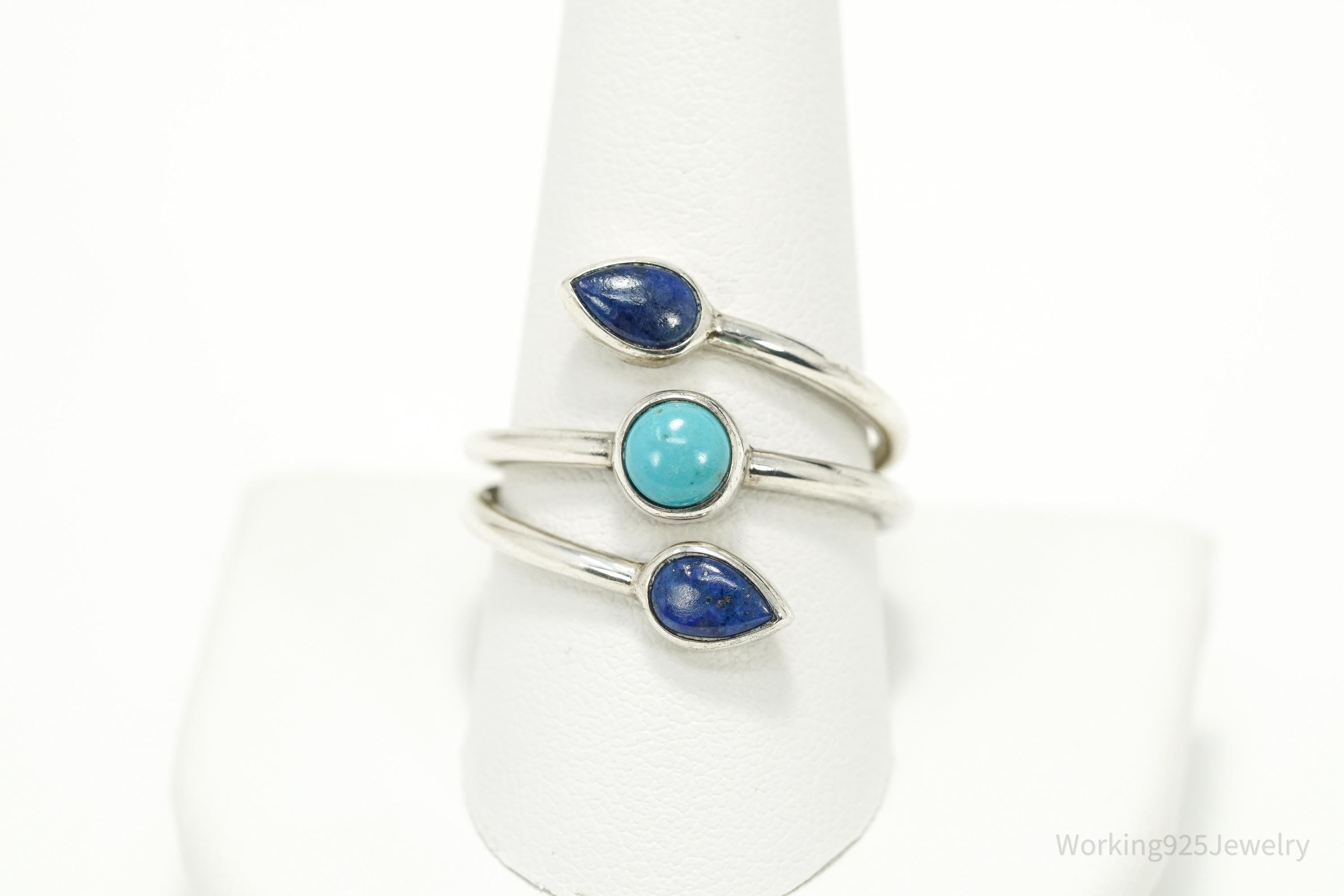 Vintage Whitney Kelly WK Wrap Ring Lapis Lazuli Turquoise Sterling Silver 10.25