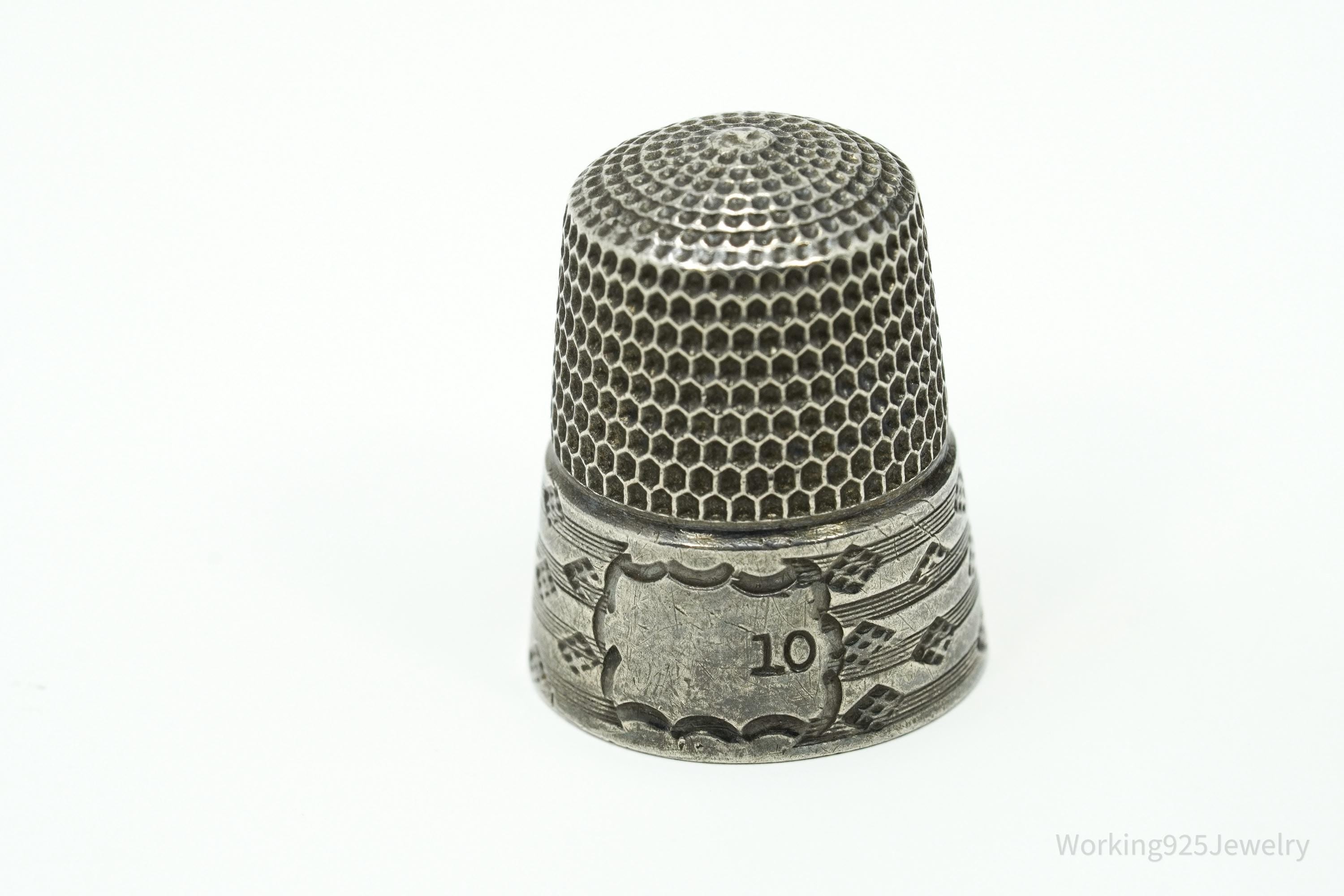 Antique Simons Bros & Co Dome Sterling Silver Thimble Size 10