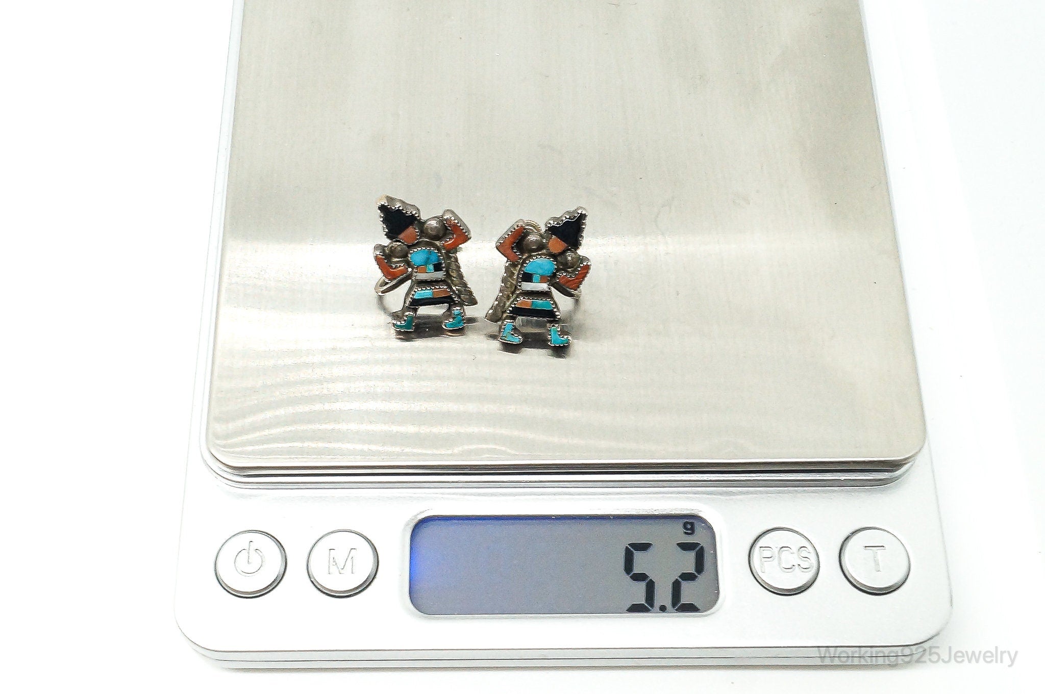 Vintage Native American Kachina Sterling Silver Earrings