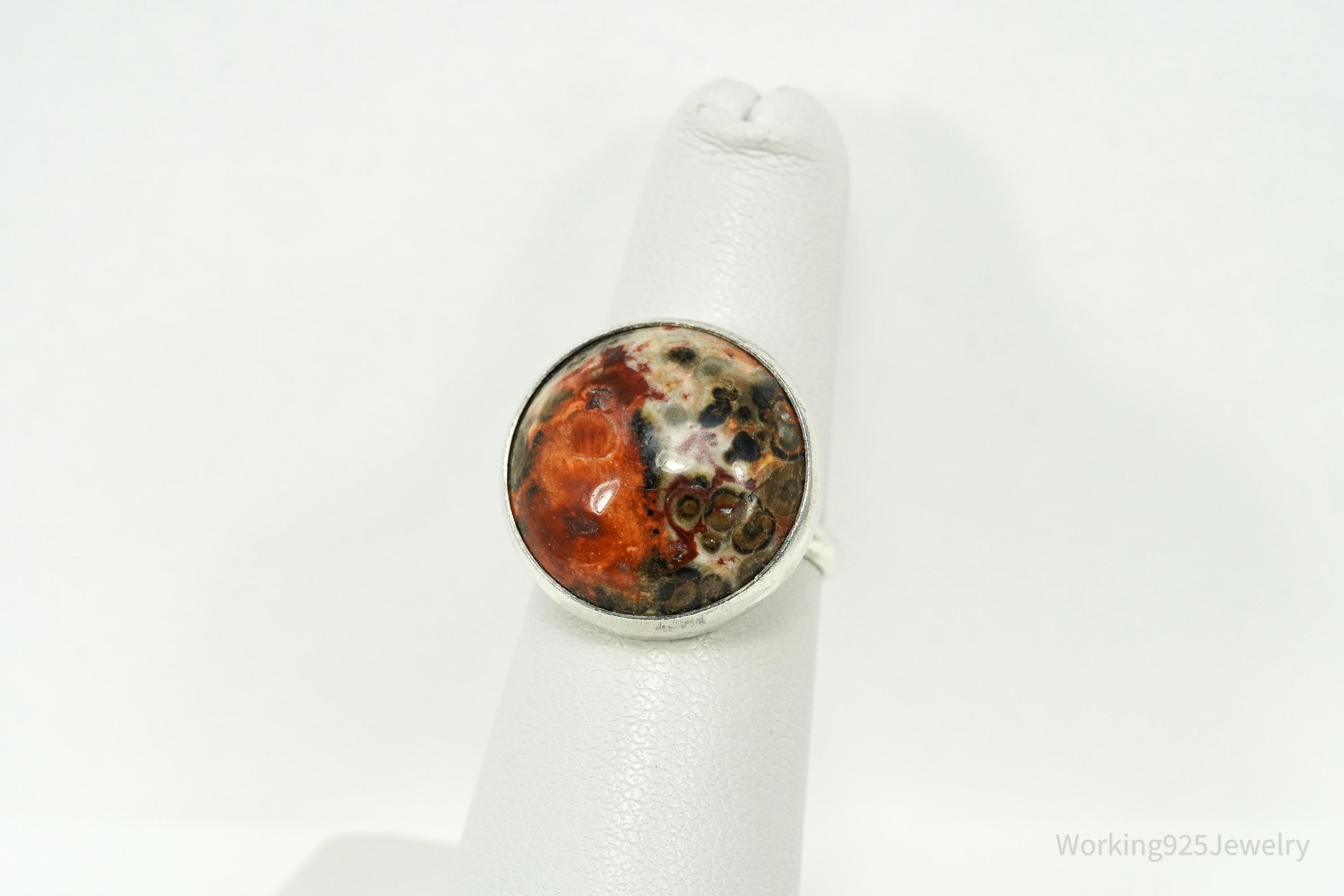Vintage Large Jasper Silver Ring - Size 5.25
